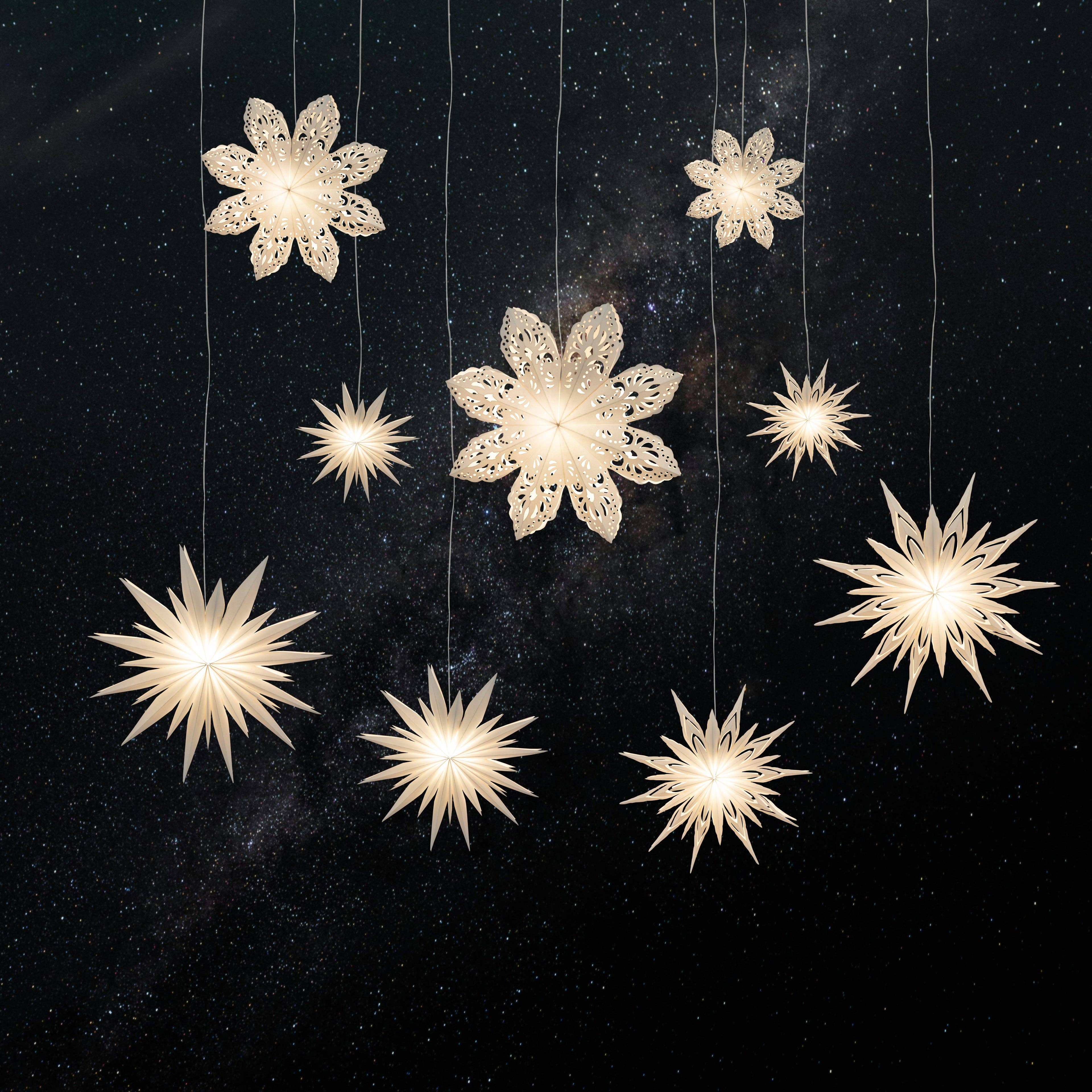 Snowflake Ice Crystal - 8, 12 or 16 inch | Paper Star Lantern Light