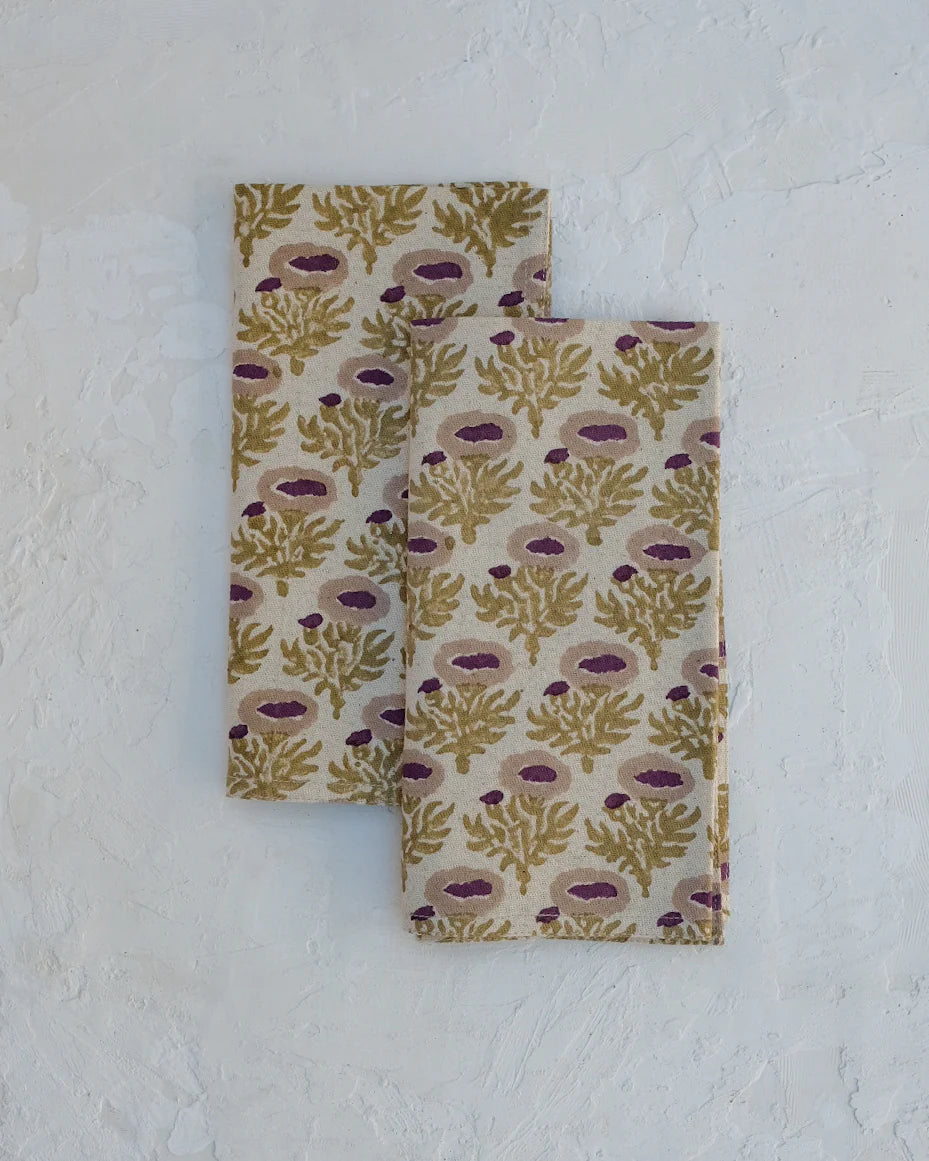 RUMI - BLOCK-PRINTED TABLE NAPKINS - SET OF 4 (PLUM)