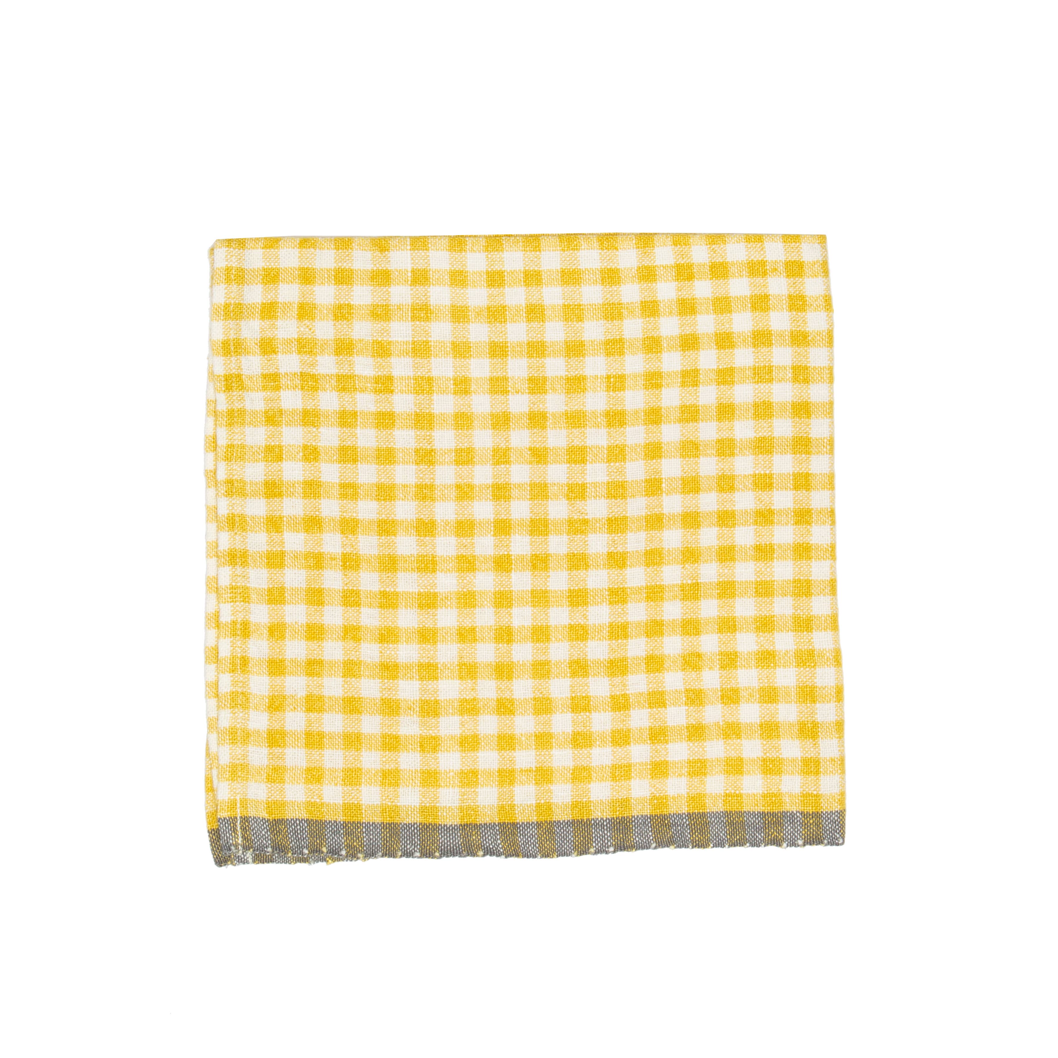Two-Tone Gingham Dijon/Grey Napkins 20x20 - Set of 4
