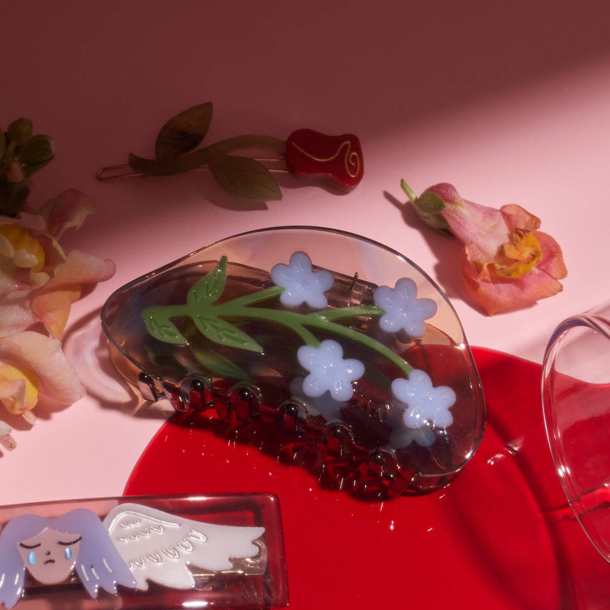 Forget-Me-Not Light Blue Flower Acetate Hair Claw