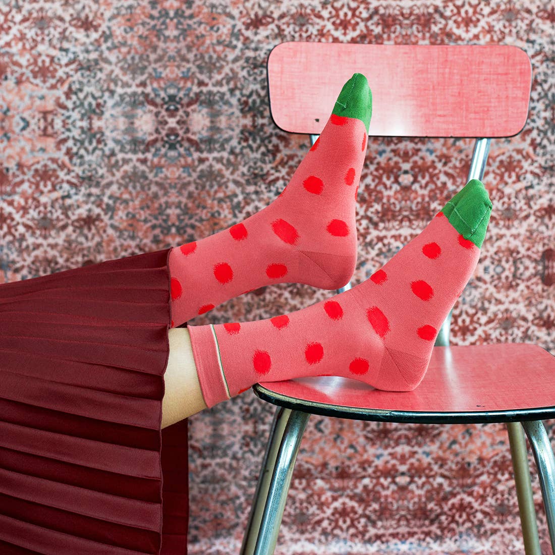 Faded Red Polka Dot Sock