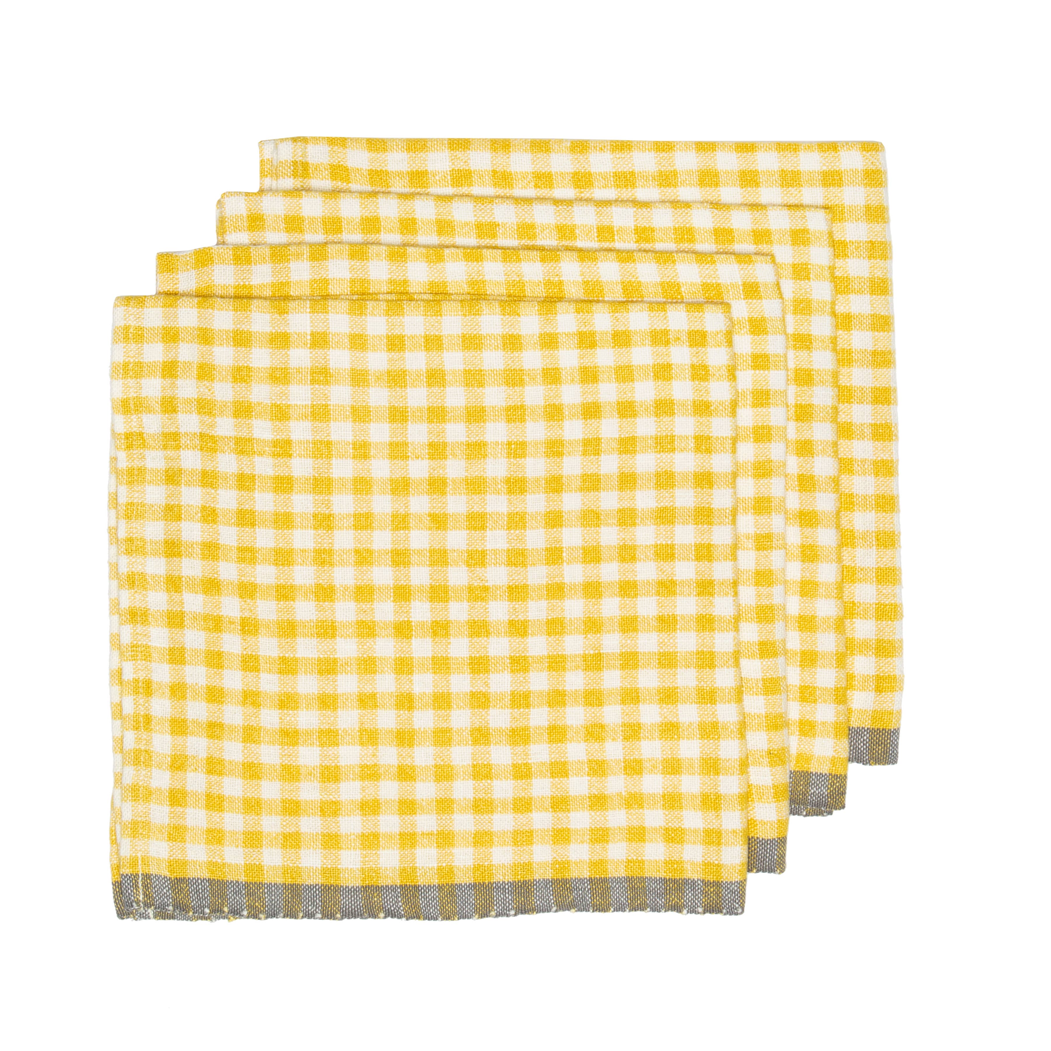Two-Tone Gingham Dijon/Grey Napkins 20x20 - Set of 4