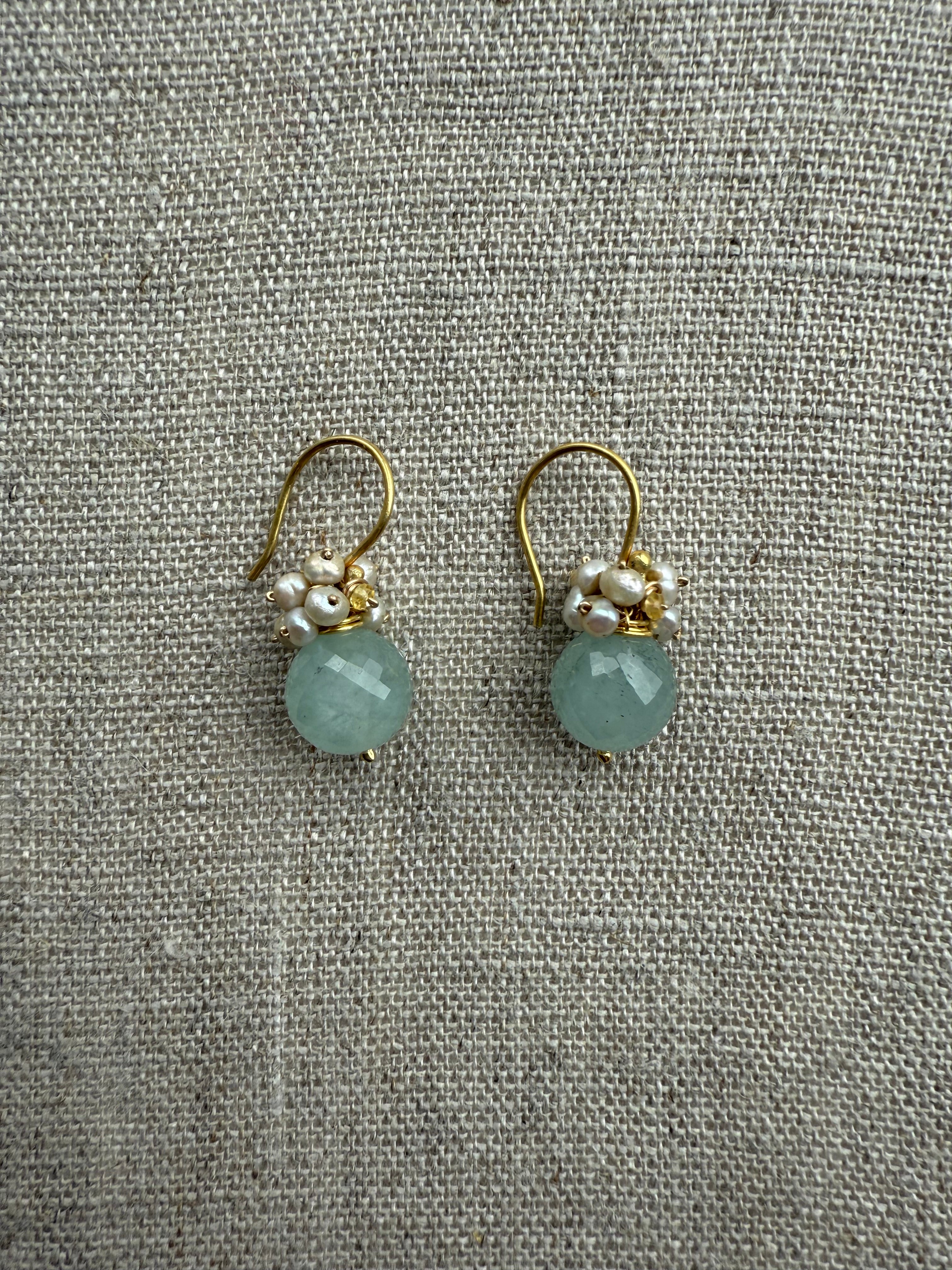 Aquamarine Rondel Earrings