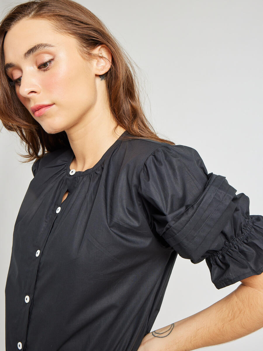 Fayette Top, Black Poplin