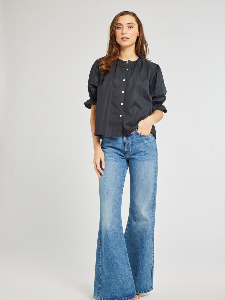 Fayette Top, Black Poplin