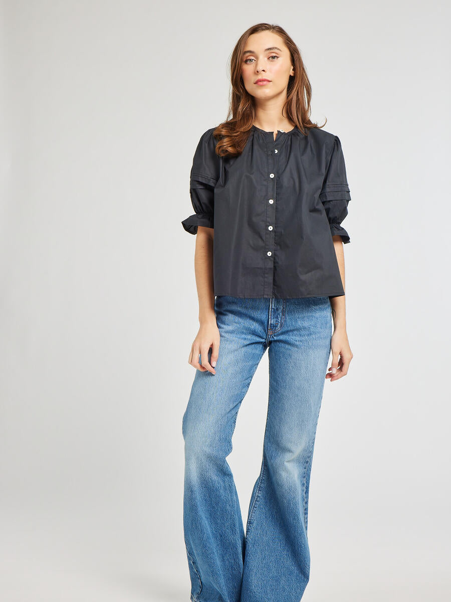 Fayette Top, Black Poplin