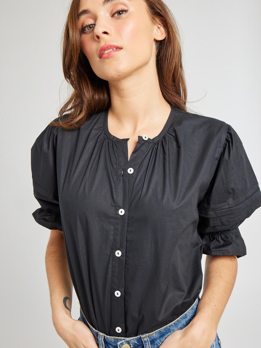 Fayette Top, Black Poplin