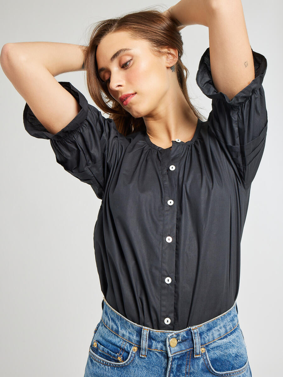 Fayette Top, Black Poplin