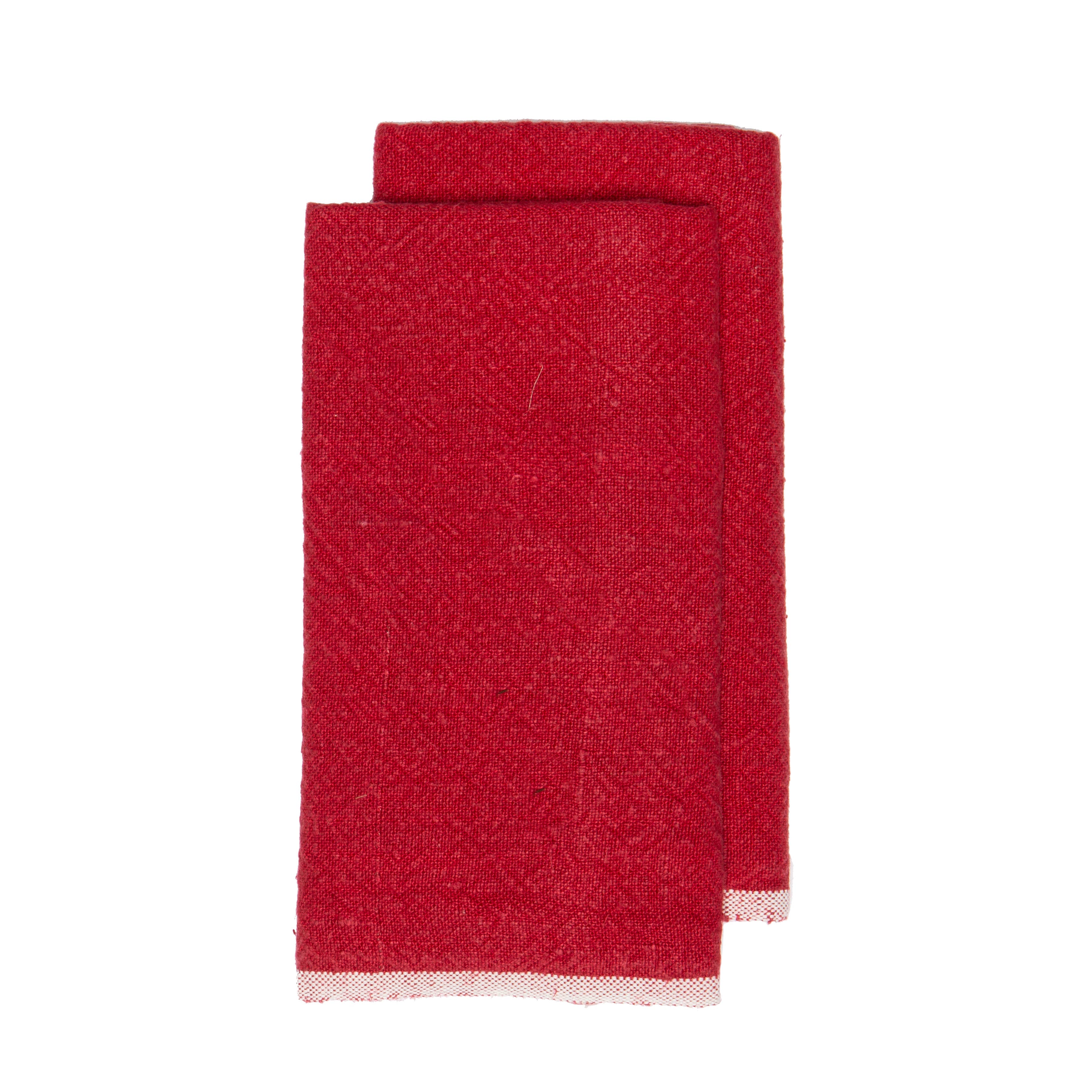 Chunky Linen Red Towel 20x30