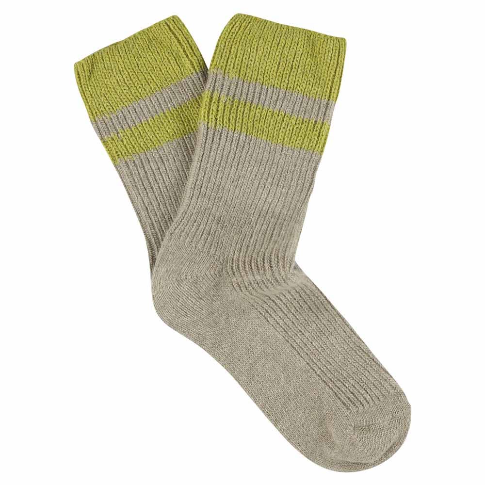 Women Cashmere Stripes Socks - Beige / Green