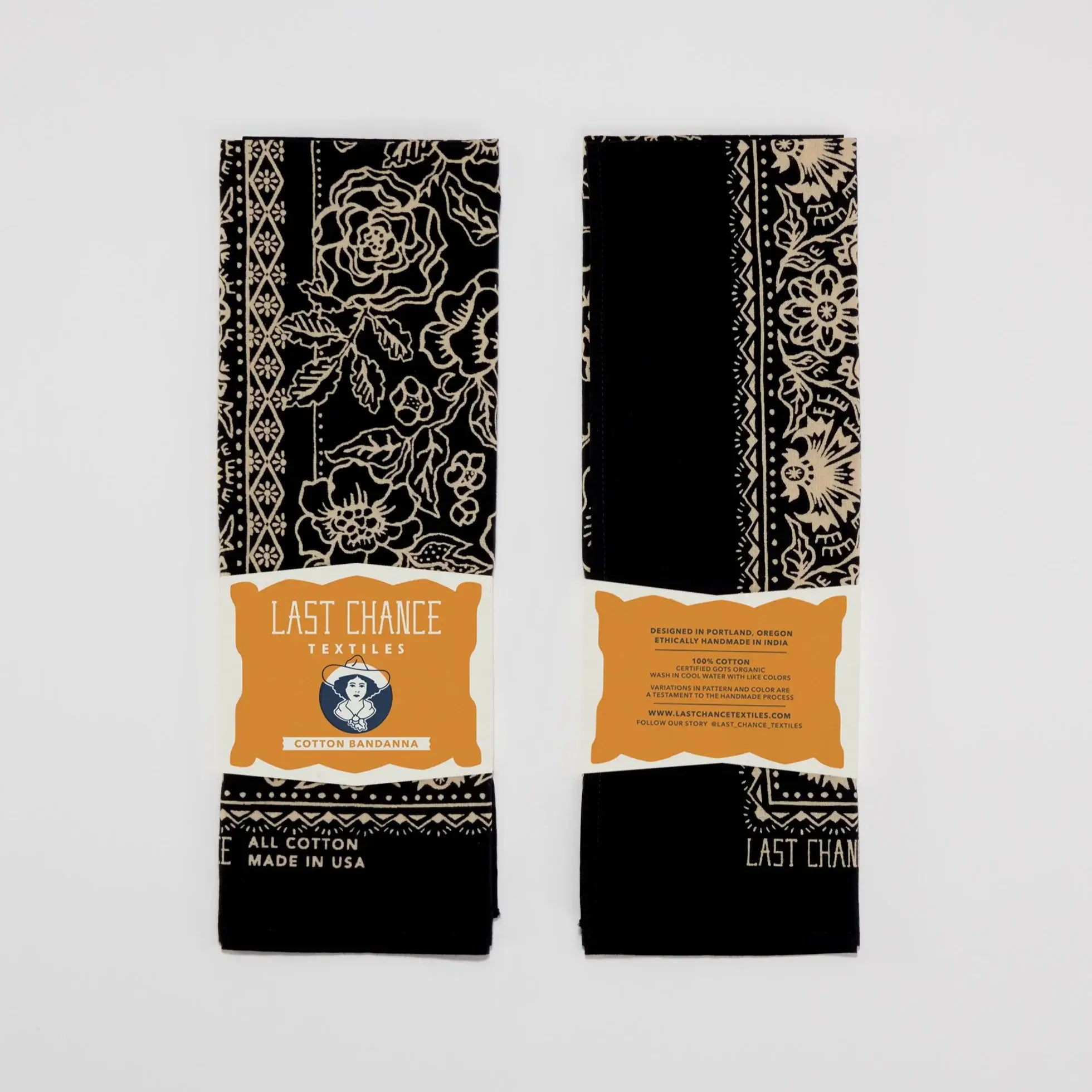 Cotton Rosey Bandana | Black