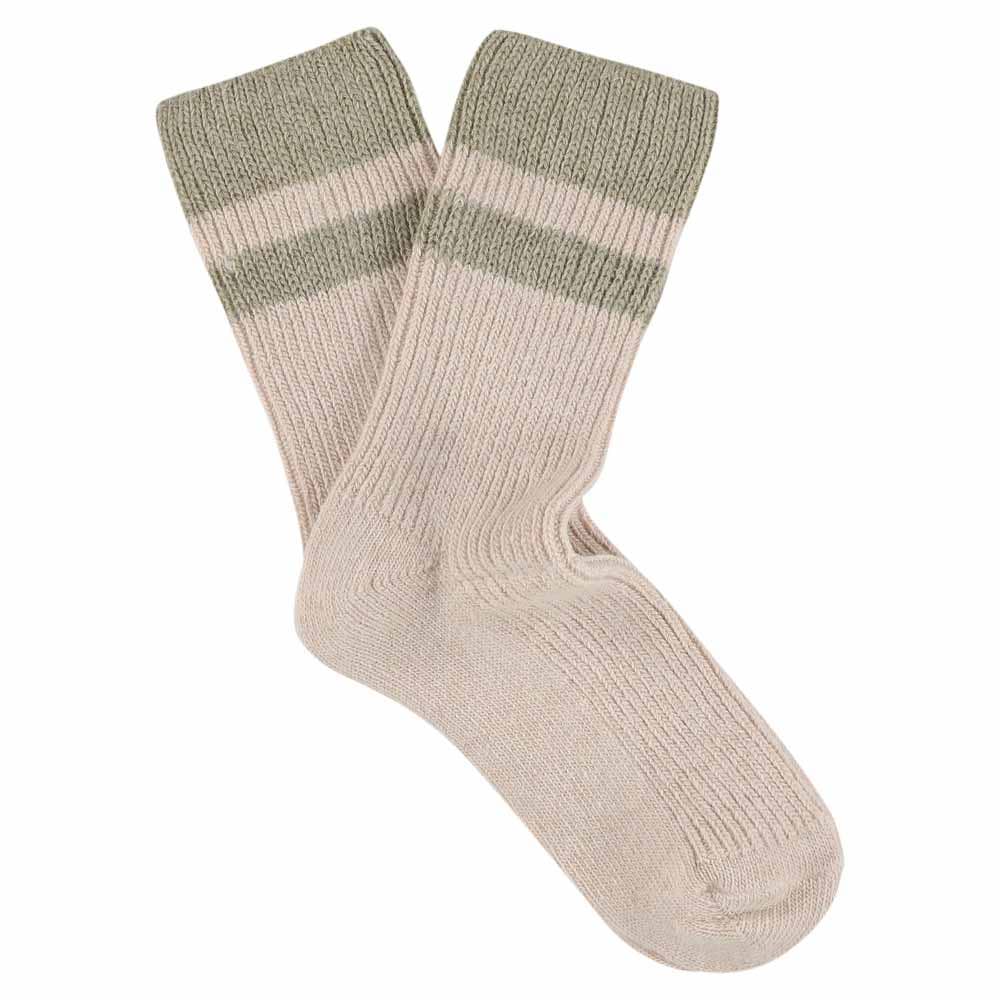 Women Cashmere Stripes Socks - Pink / Beige