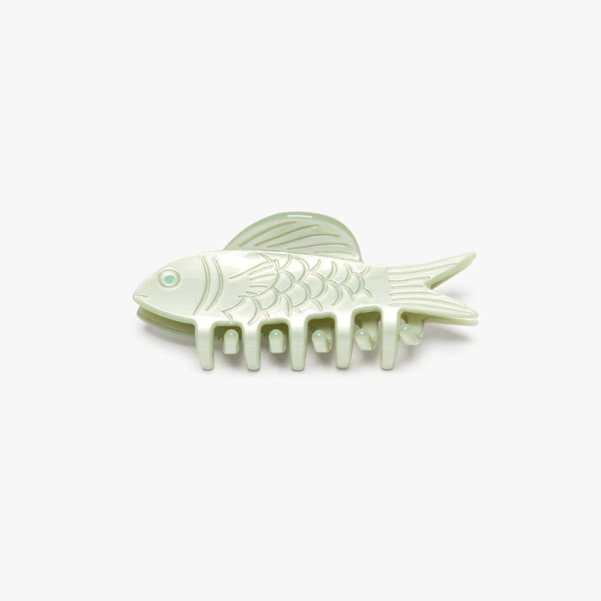 Jade Green Fish Mini Acetate Hair Claw Clip Opal Rhinestones