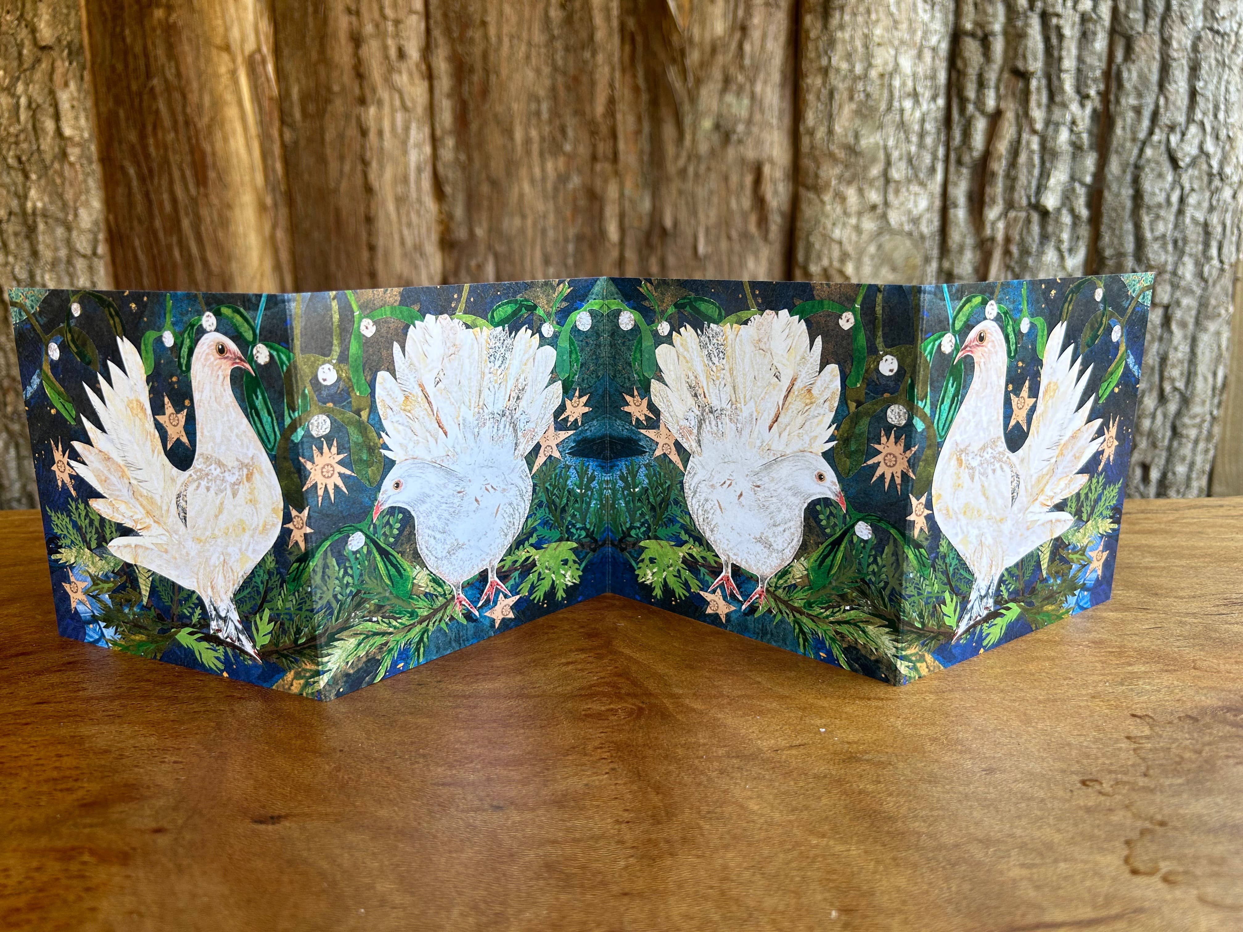 Winter Doves Fold out concertina greeting
Card