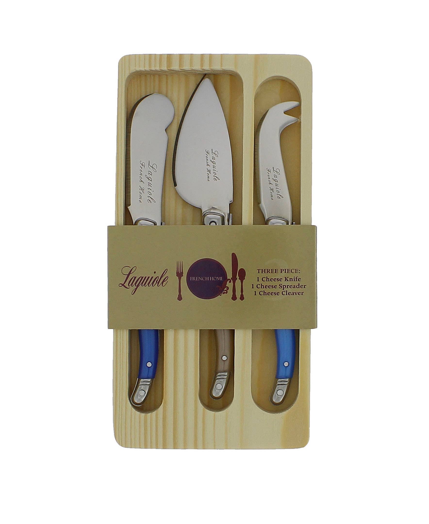 French Home Laguiole 3-Piece Cream and Blue Cheese Knife Set