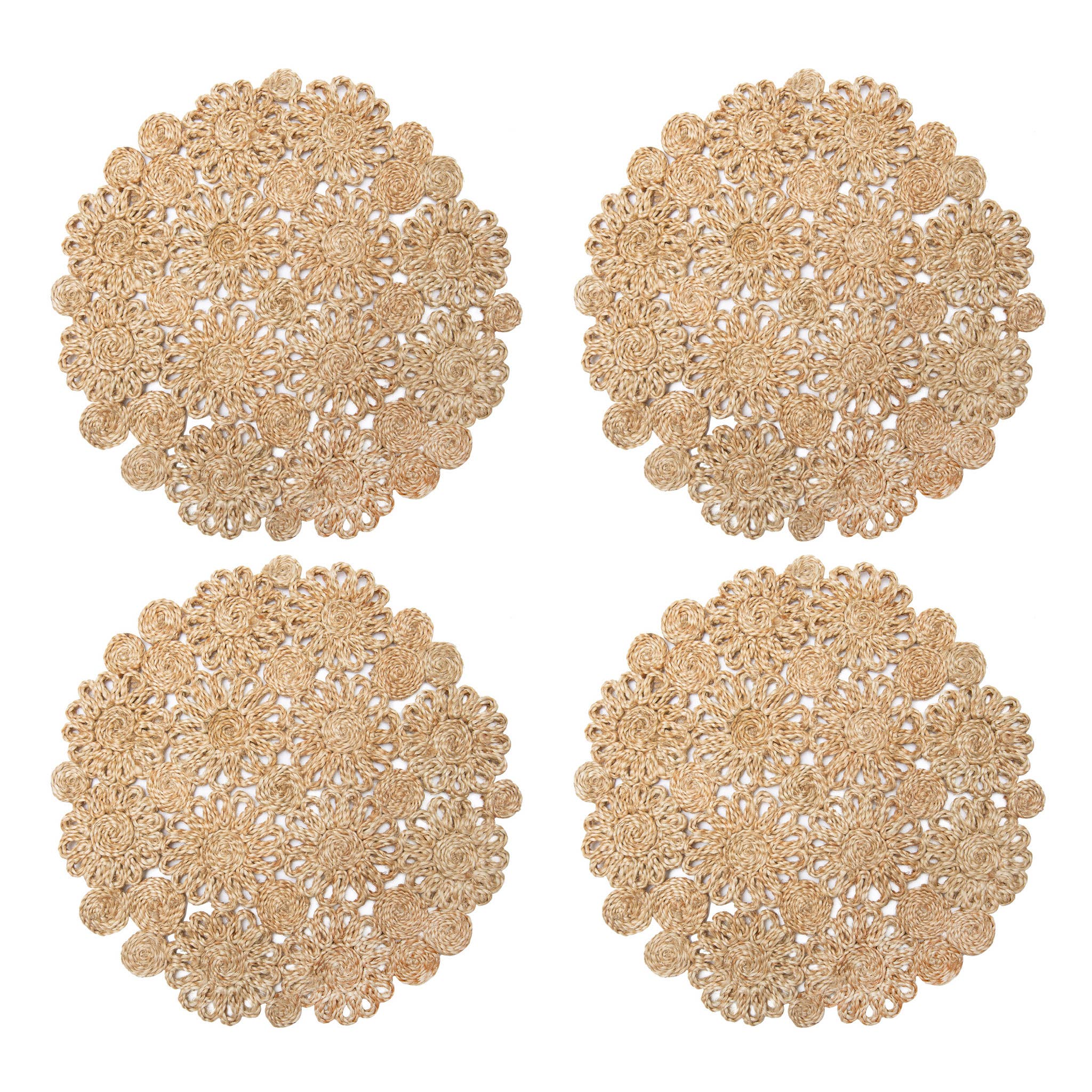 Daisy Jute Natural Placemat 15" Round - Set of 4