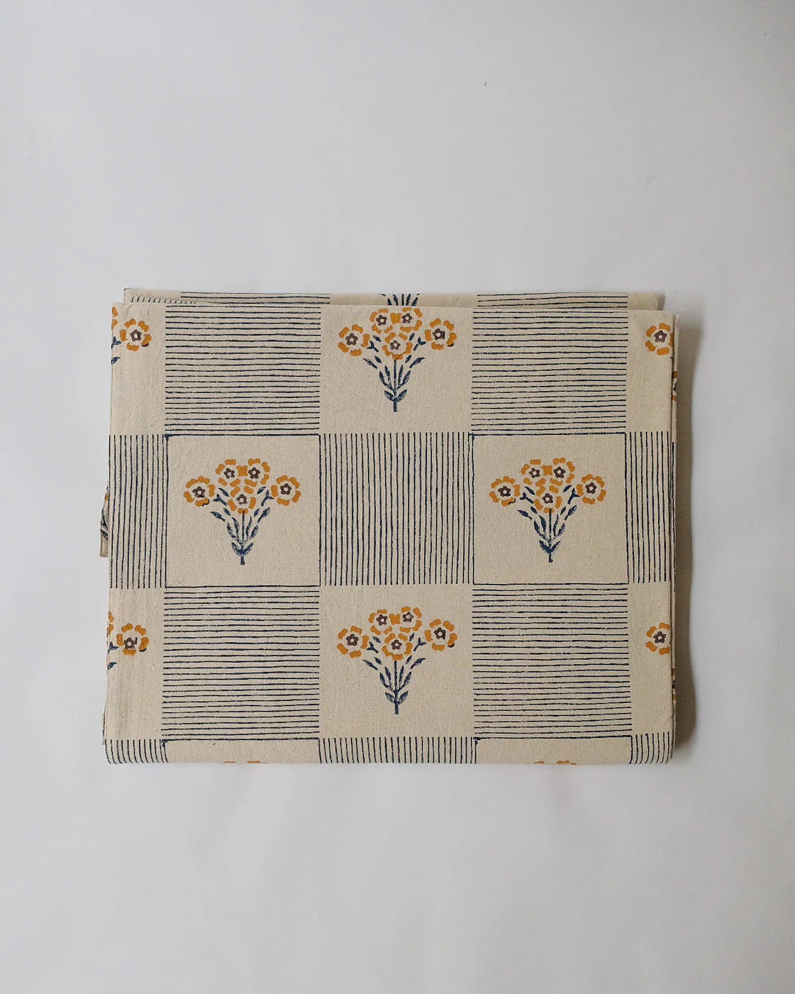 SHREYA - HAND BLOCK-PRINTED COTTON TABLE CLOTH (BLUE)