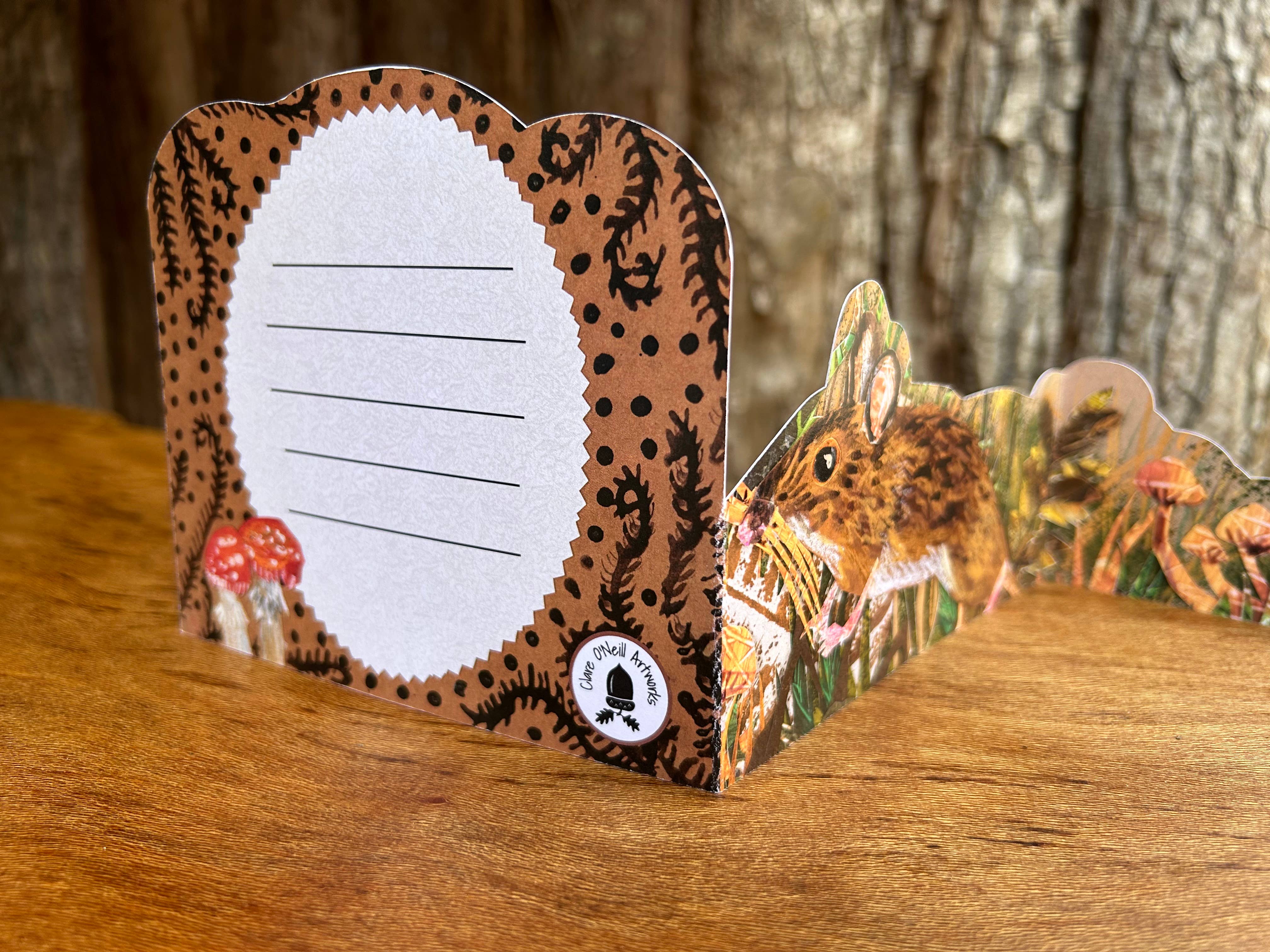 Autumn Mouse die cut trifold greeting card