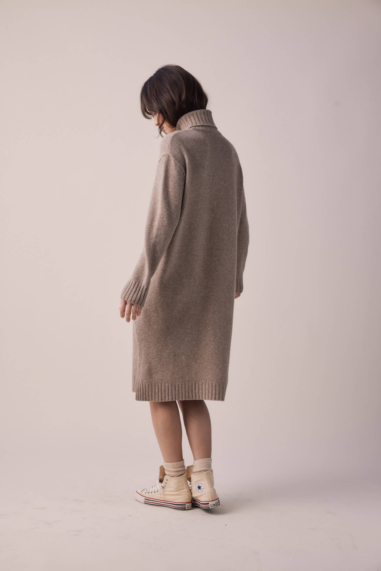 Wool turtleneck midi dress