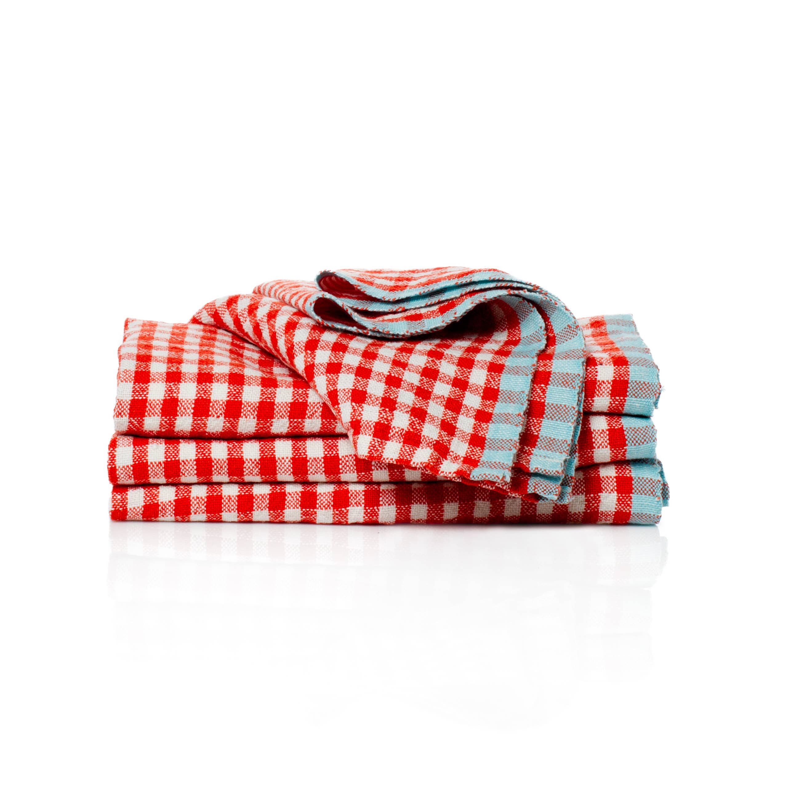 Two-Tone Gingham Orange/Aqua Napkins 20x20 - Set of 4