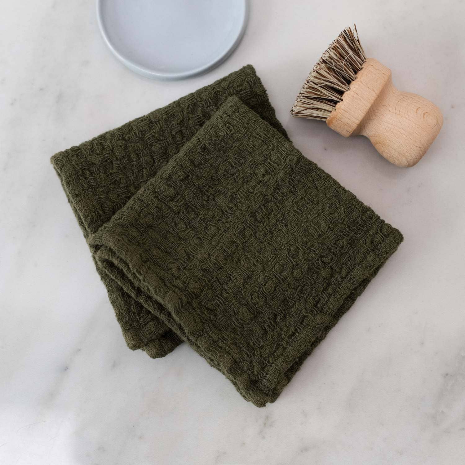 Martini Olive Linen Dishcloth Set of 2