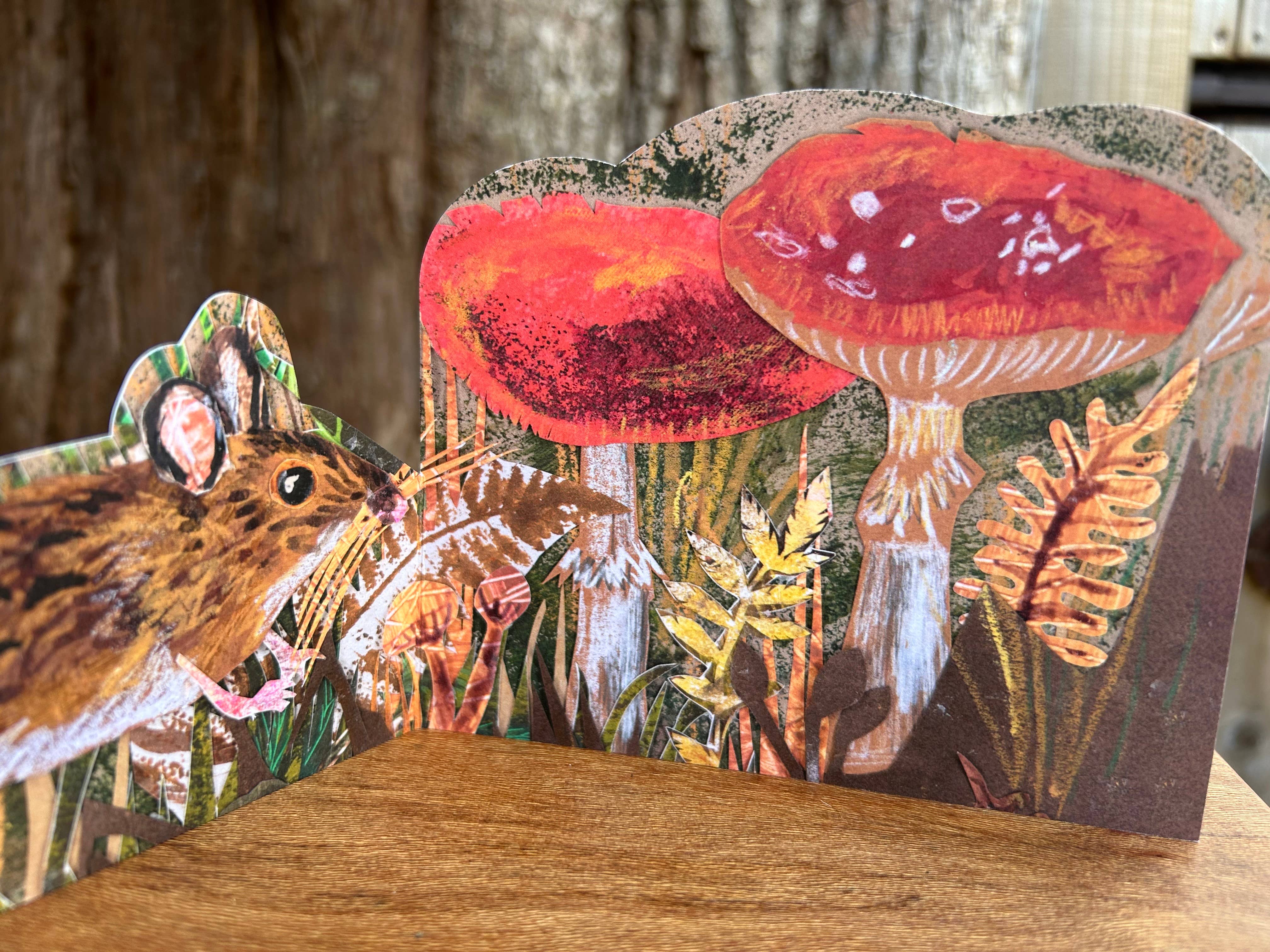 Autumn Mouse die cut trifold greeting card