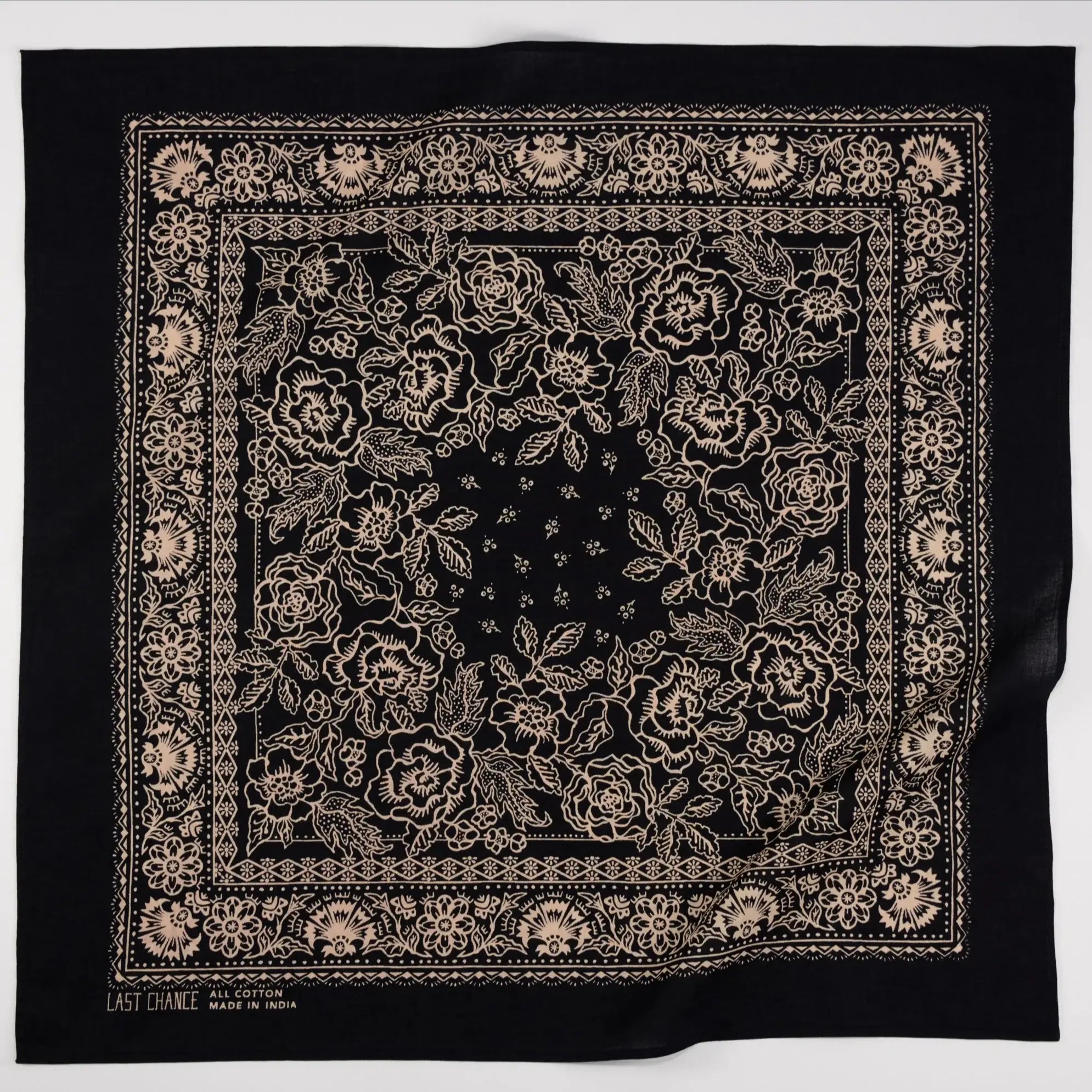 Cotton Rosey Bandana | Black