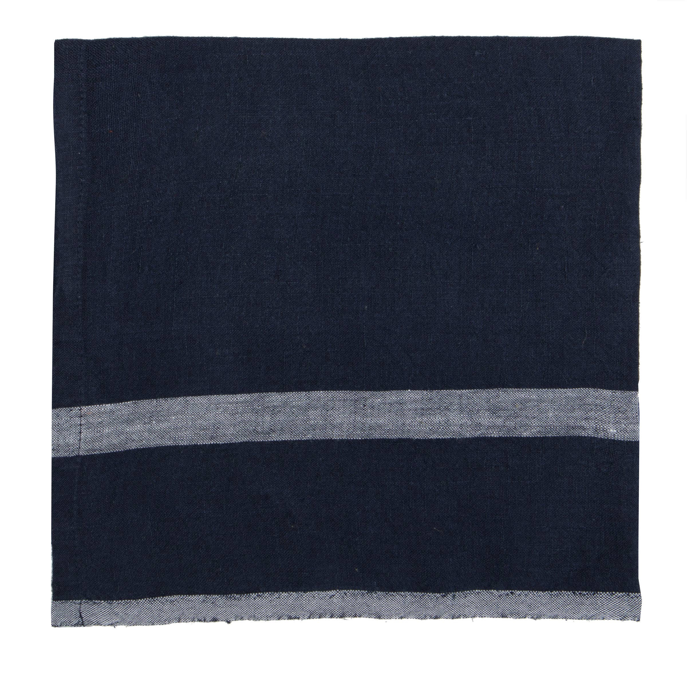 Laundered Linen Indigo/White Napkins 20x20 - Set of 4