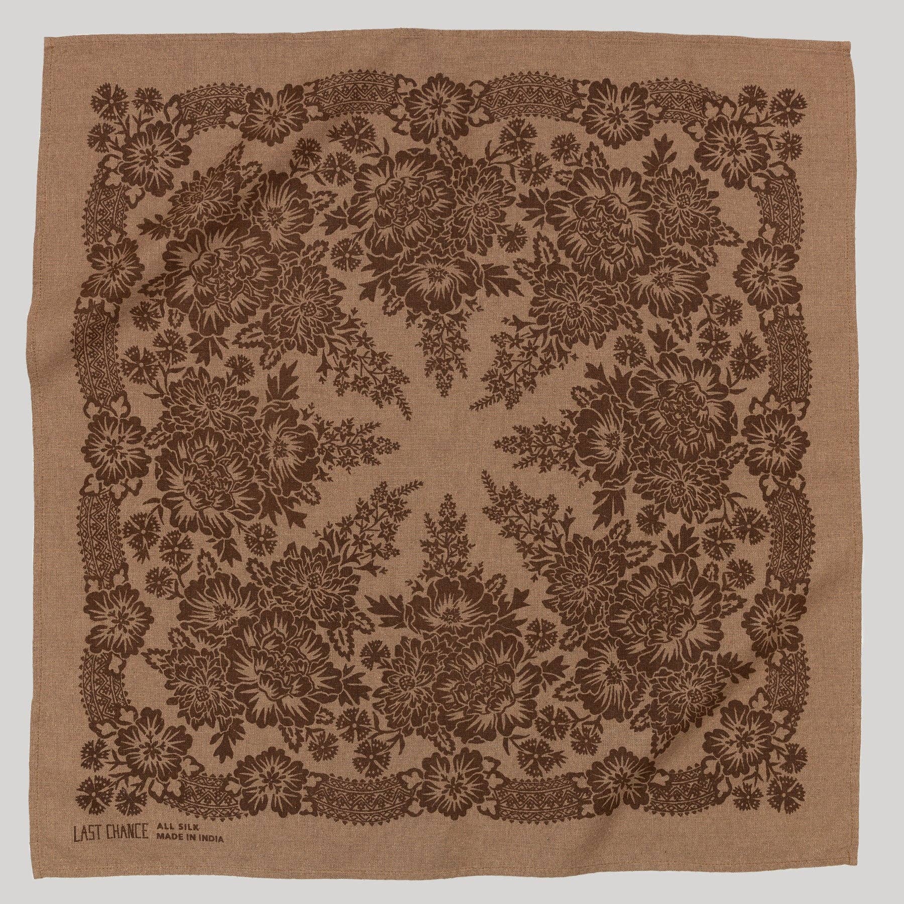 Natural Dye Silk Bandana | Brazil Nut Brown