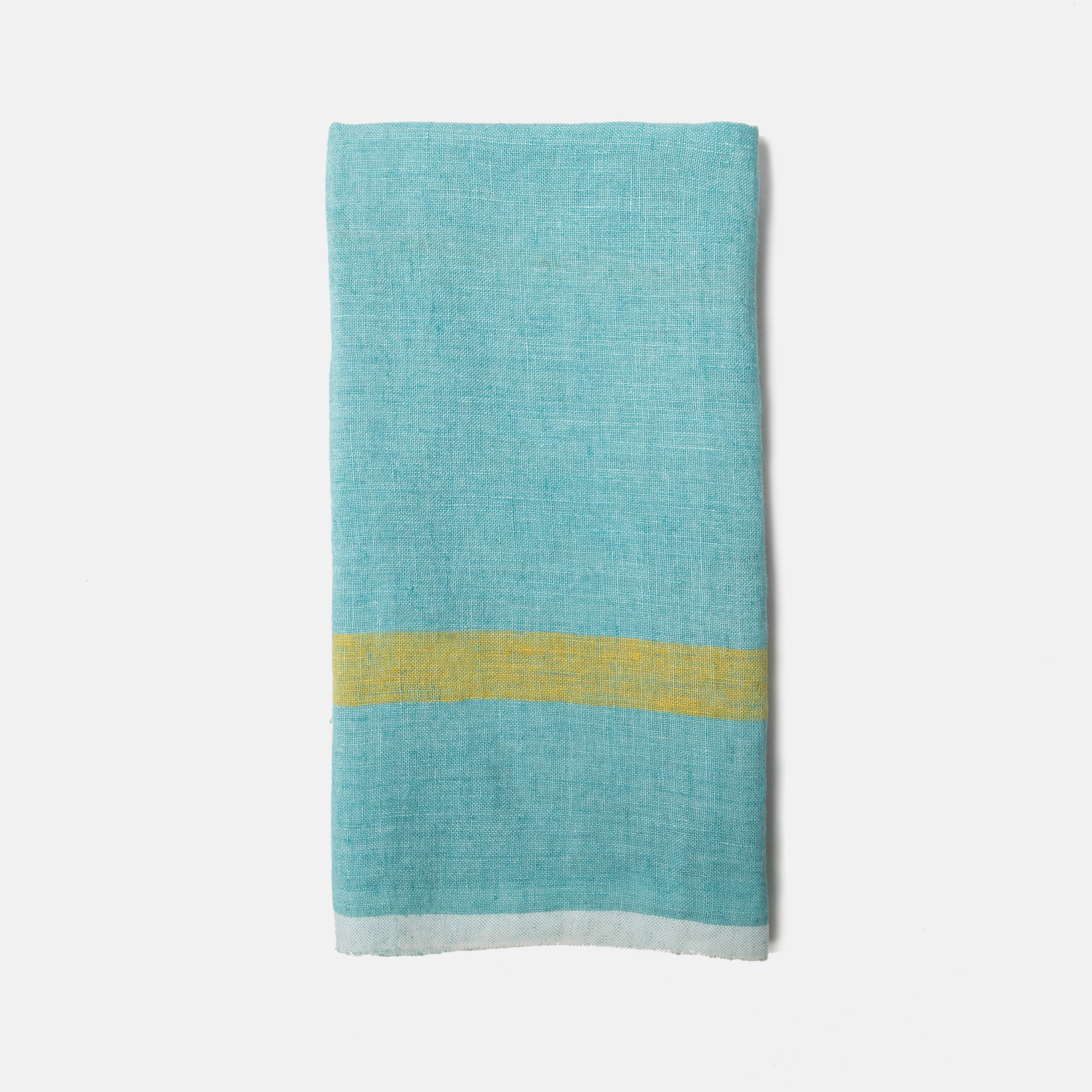 Laundered Linen Aqua/Lime Towel 20x30