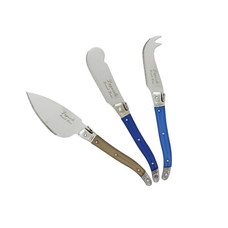 French Home Laguiole 3-Piece Cream and Blue Cheese Knife Set