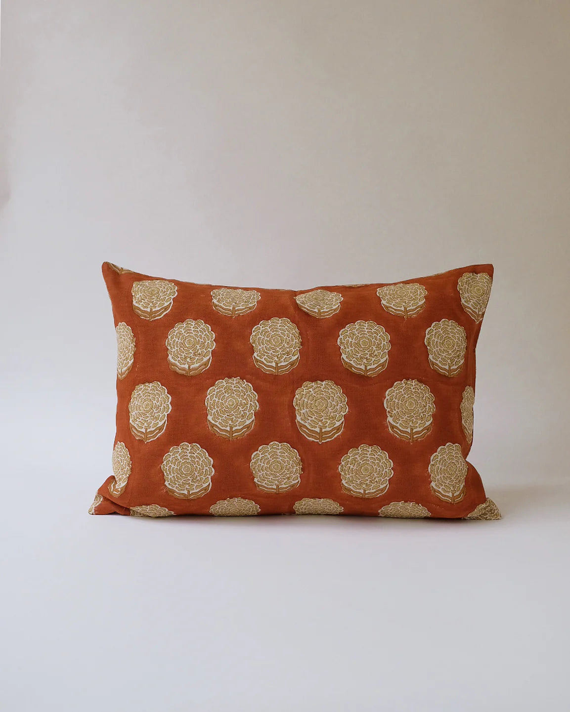 ALISHA - HAND BLOCK-PRINTED LINEN PILLOWCASE (RUST) 14x20"