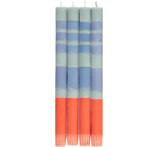 10'' H Striped, Eco Dinner Candles, Gift Box of 4