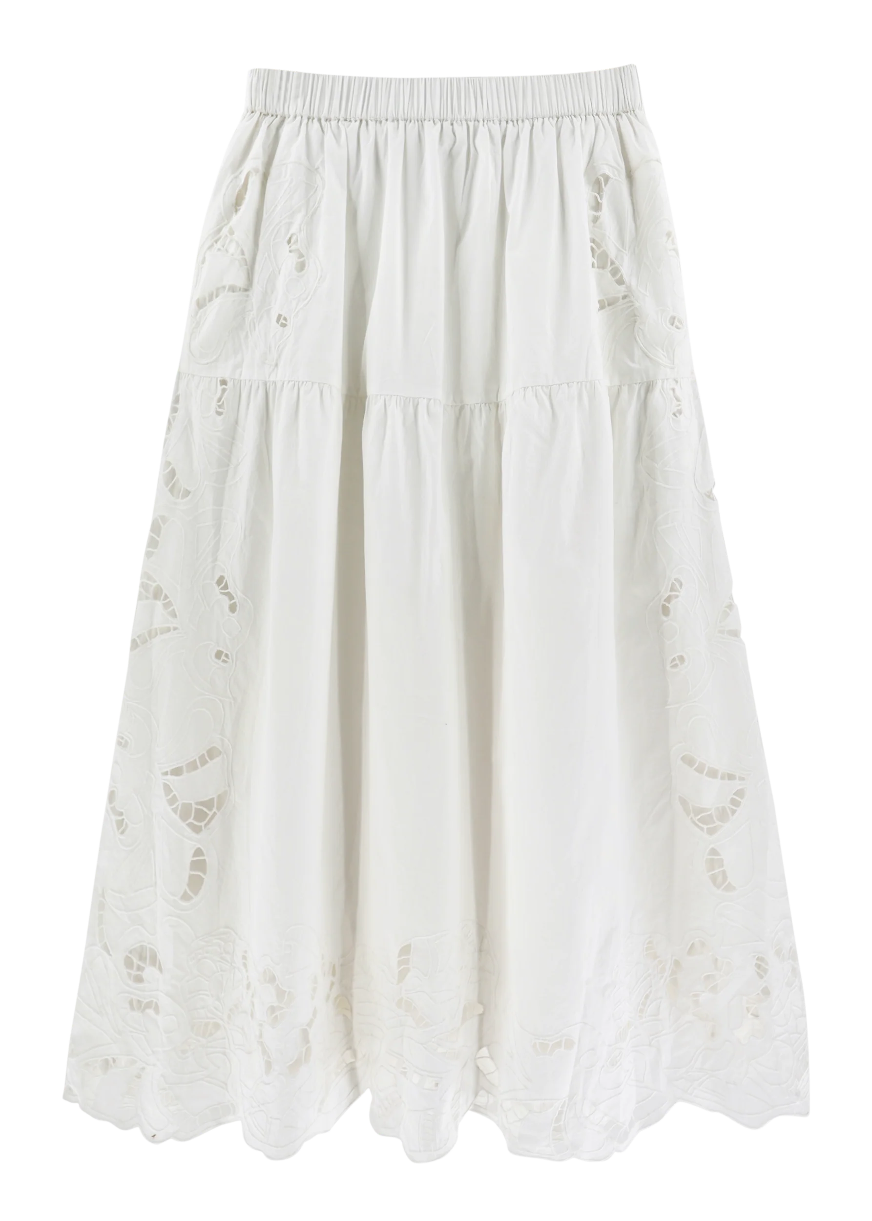 BRIGHTON CUTWORK SKIRT IN WHITE