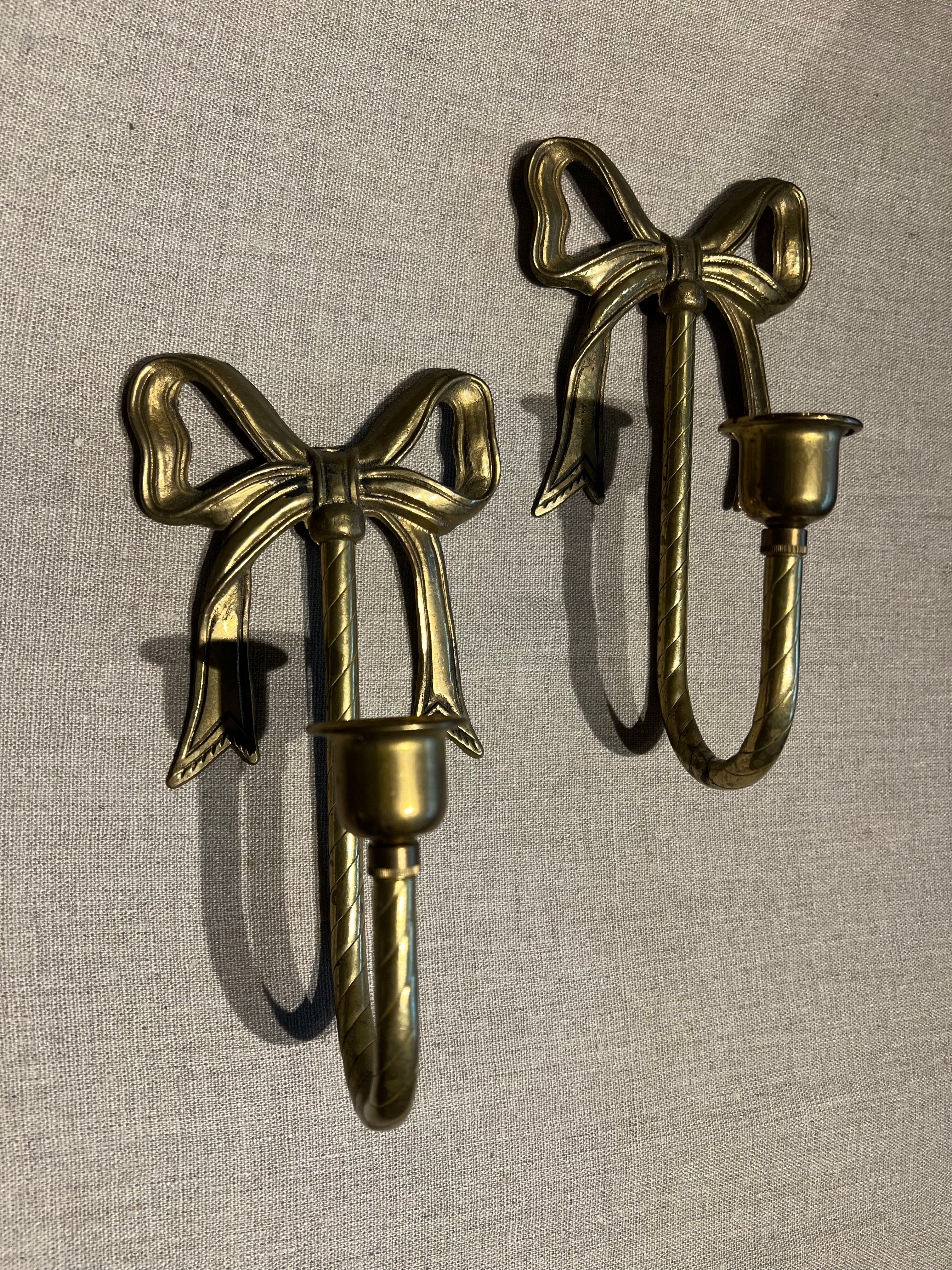 Antique Brass Bow Candles Sconces