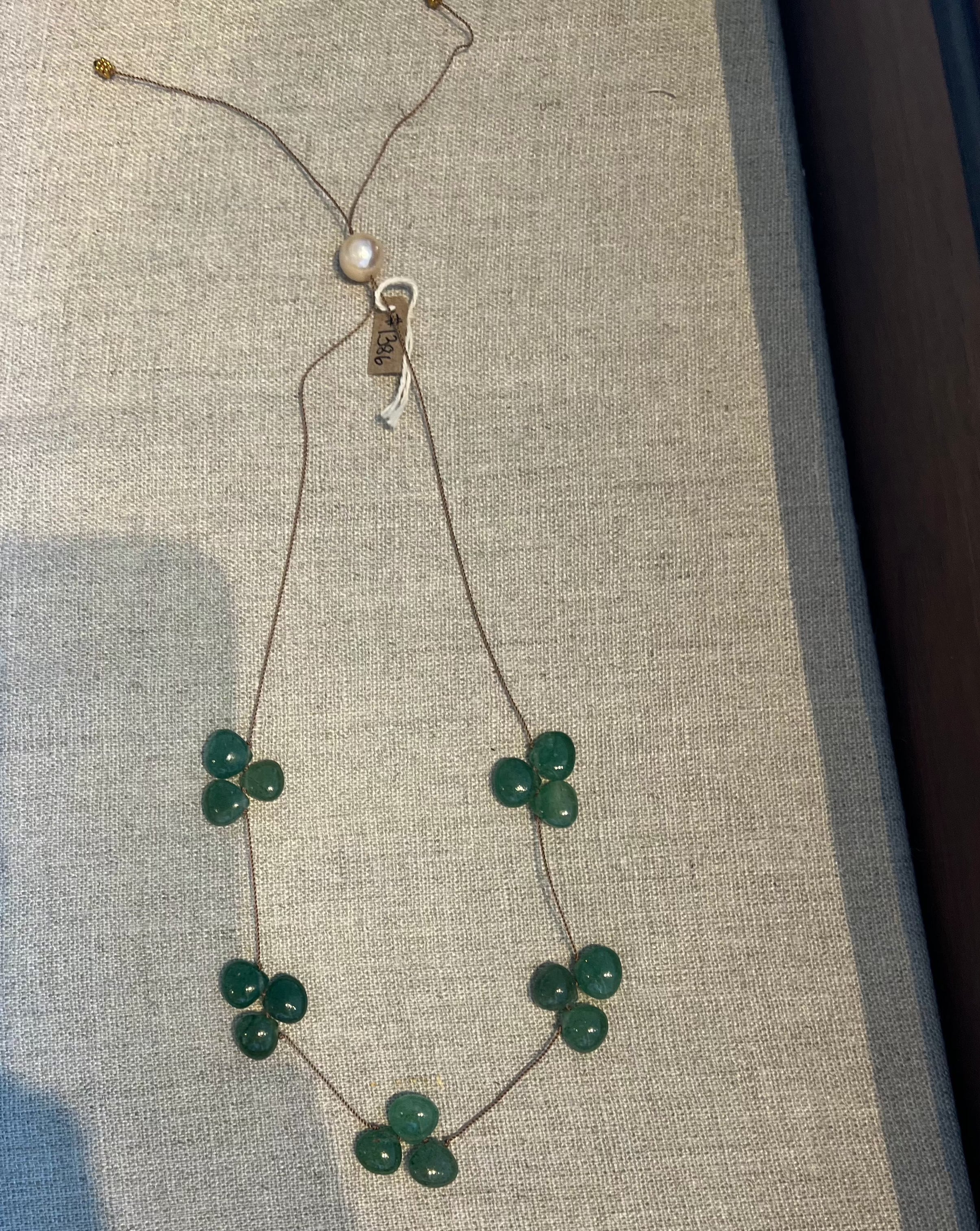 Green Strawberry Quartz Petal Necklace