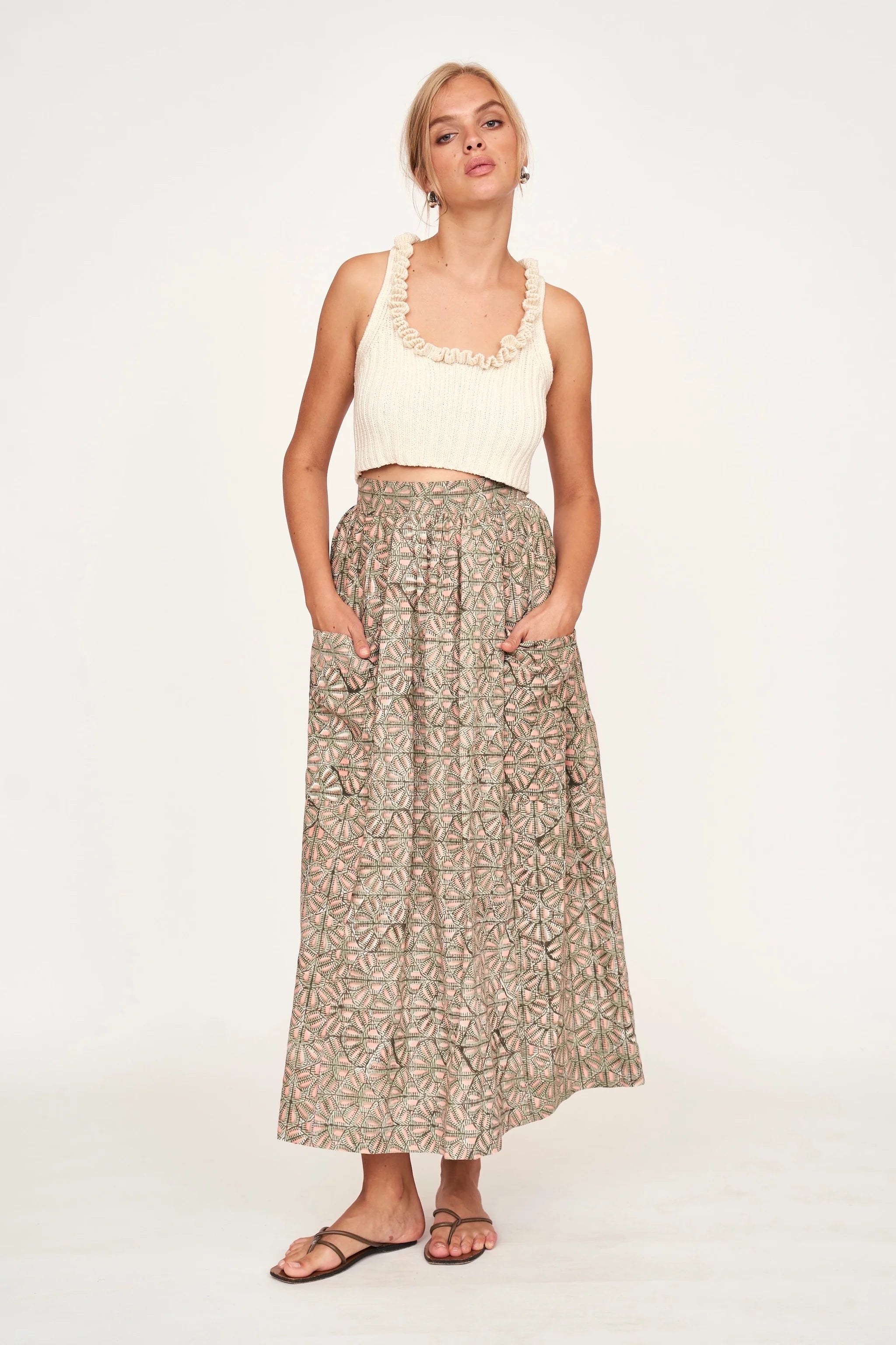 MARION SKIRT IN TRELLIS IN PETAL