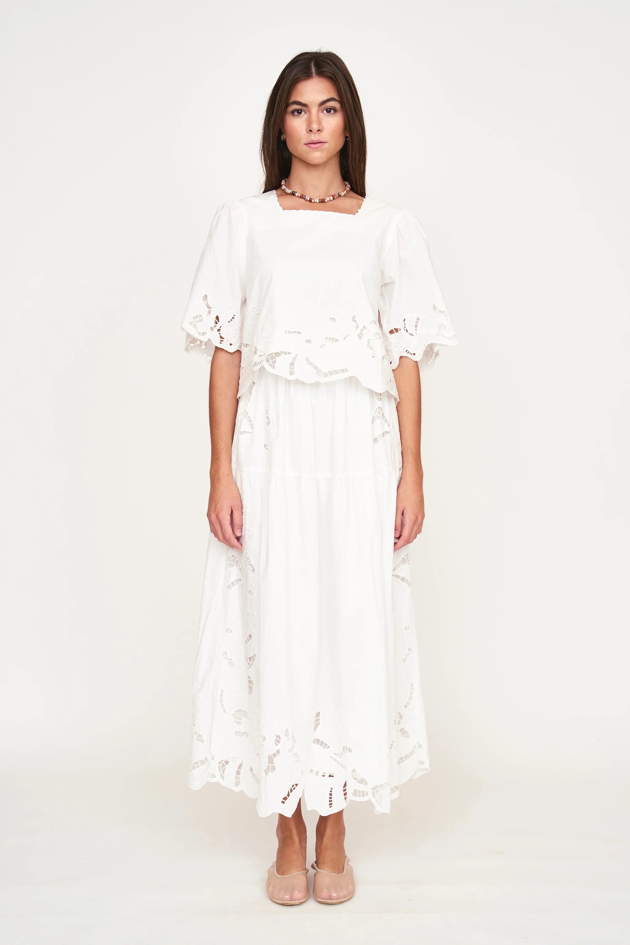 PROVENCE CUTWORK TOP IN WHITE