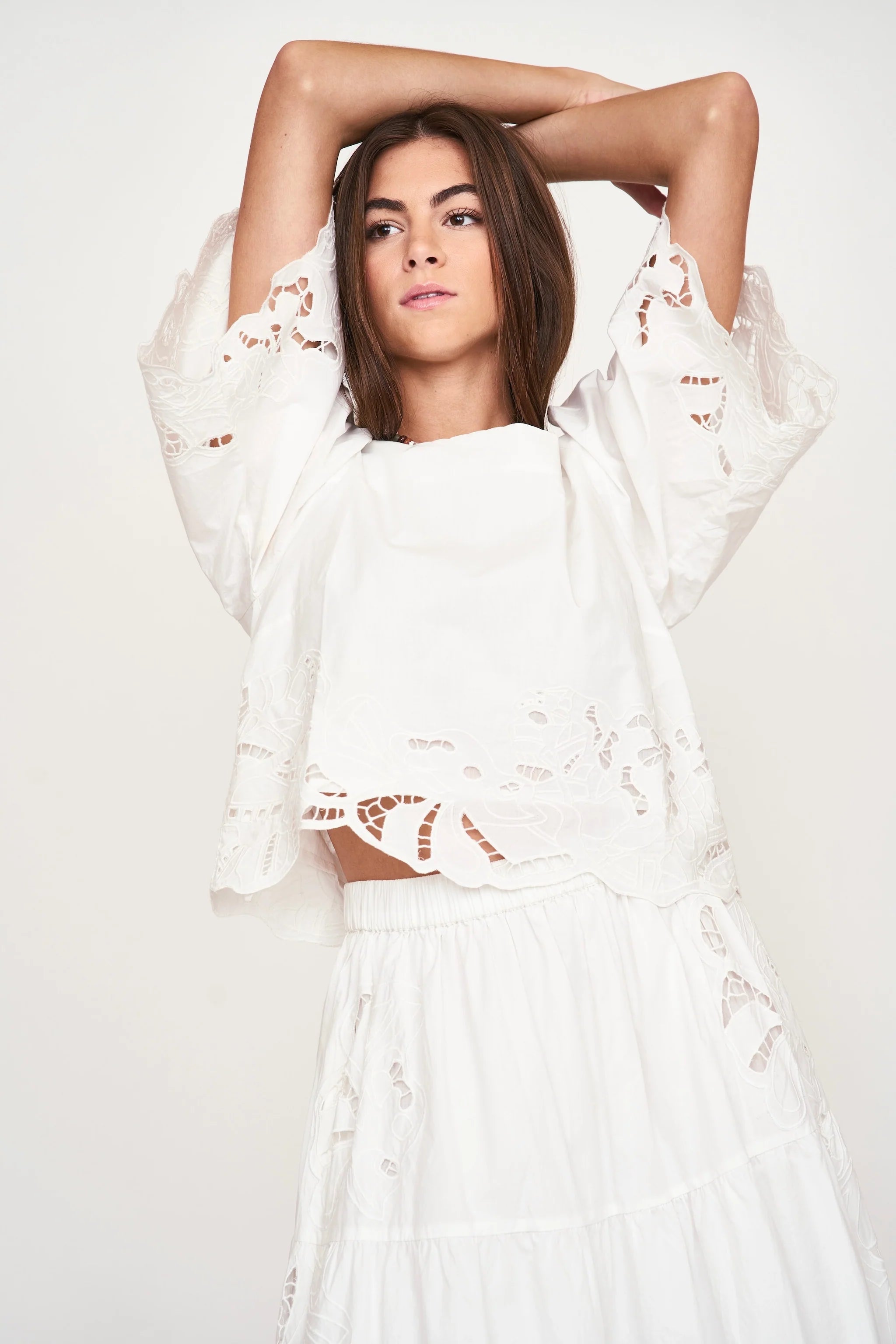 PROVENCE CUTWORK TOP IN WHITE