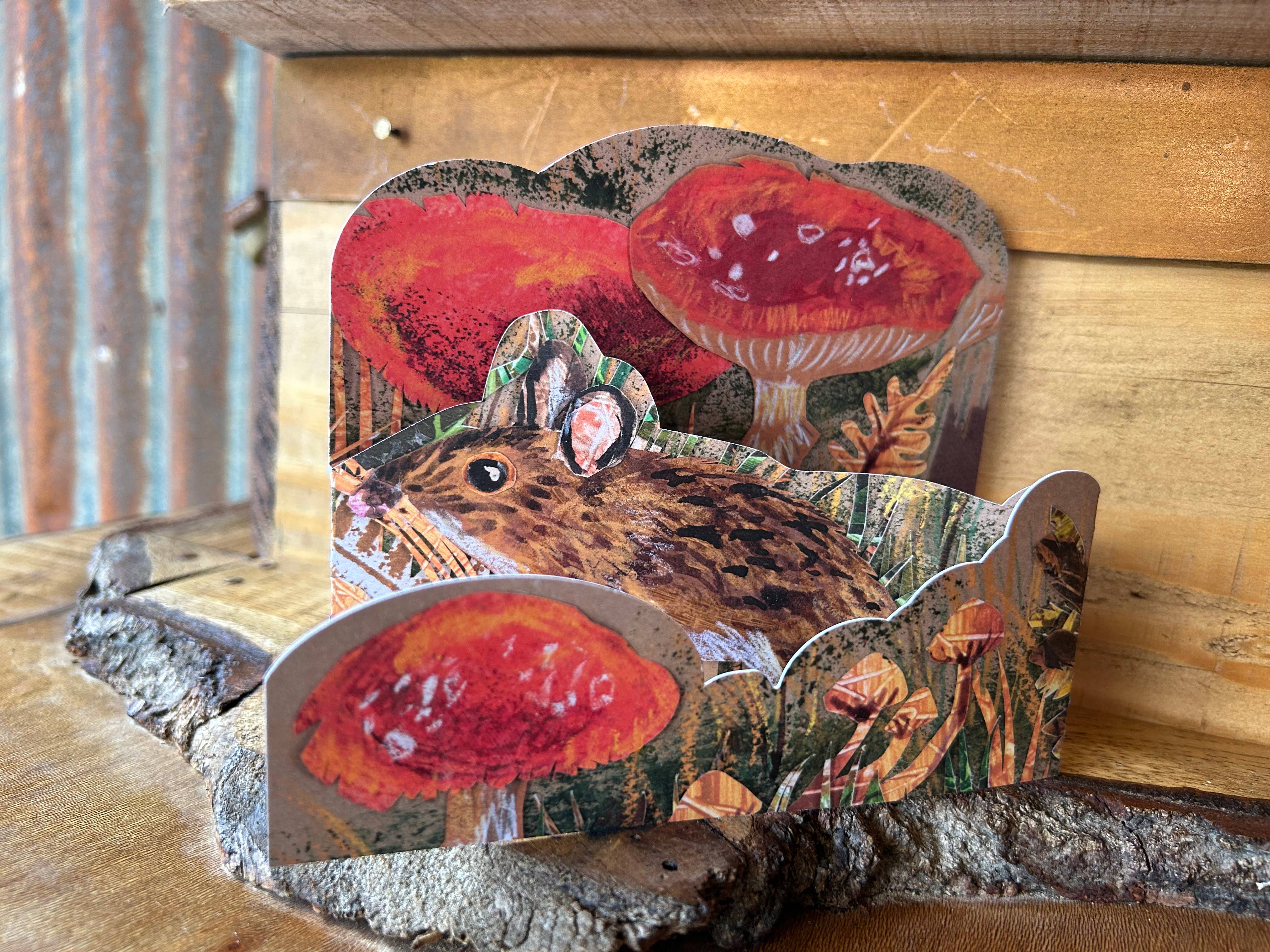 Autumn Mouse die cut trifold greeting card