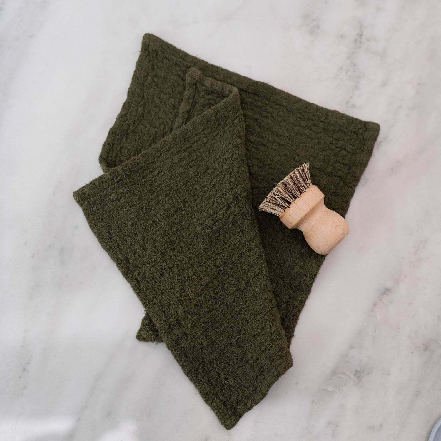 Martini Olive Linen Dishcloth Set of 2