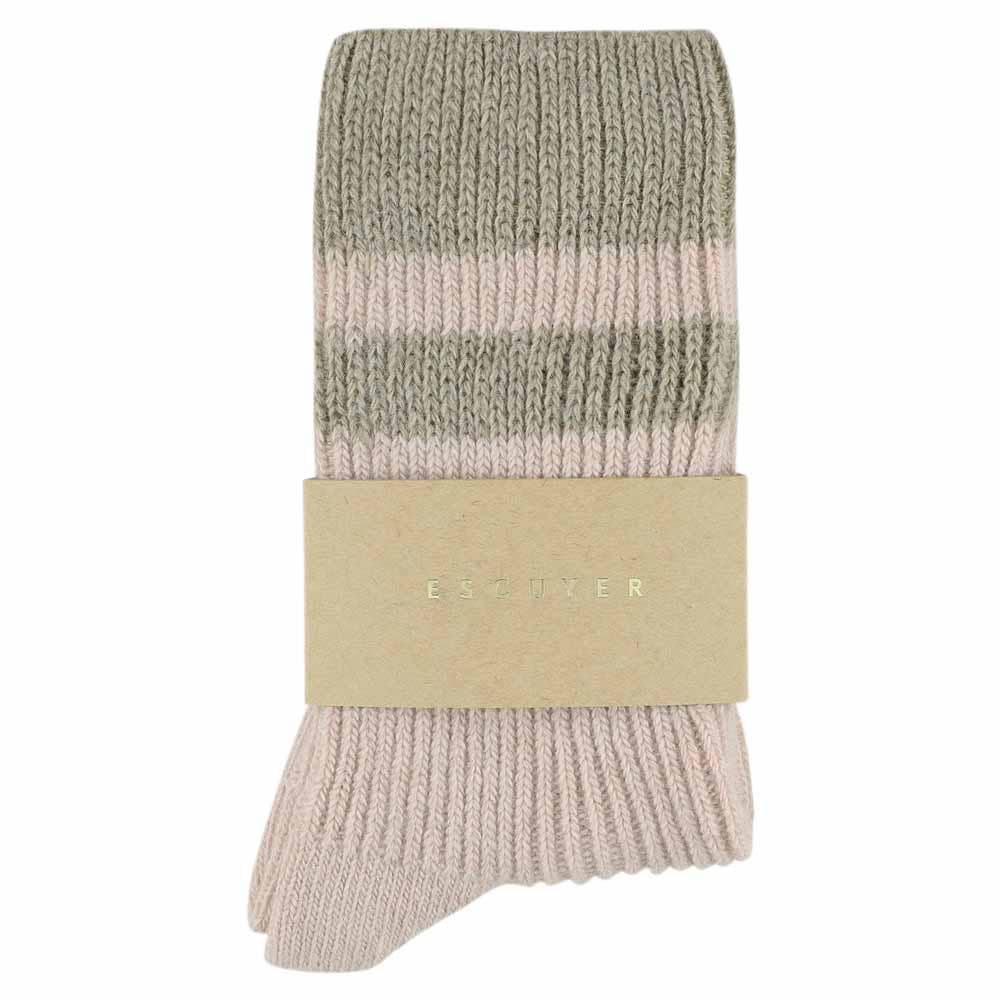 Women Cashmere Stripes Socks - Pink / Beige