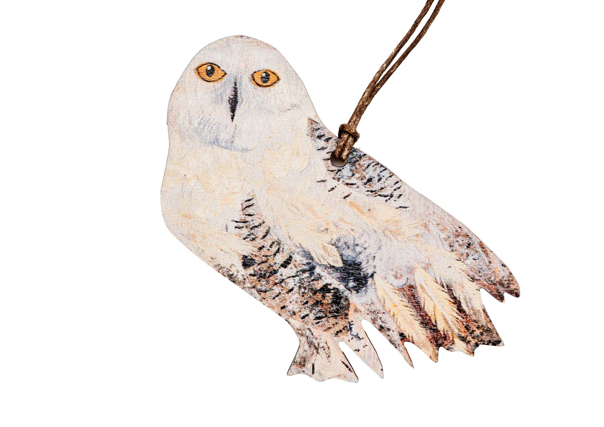 FSC approved birch plywood Snowy Owl left facing decoration