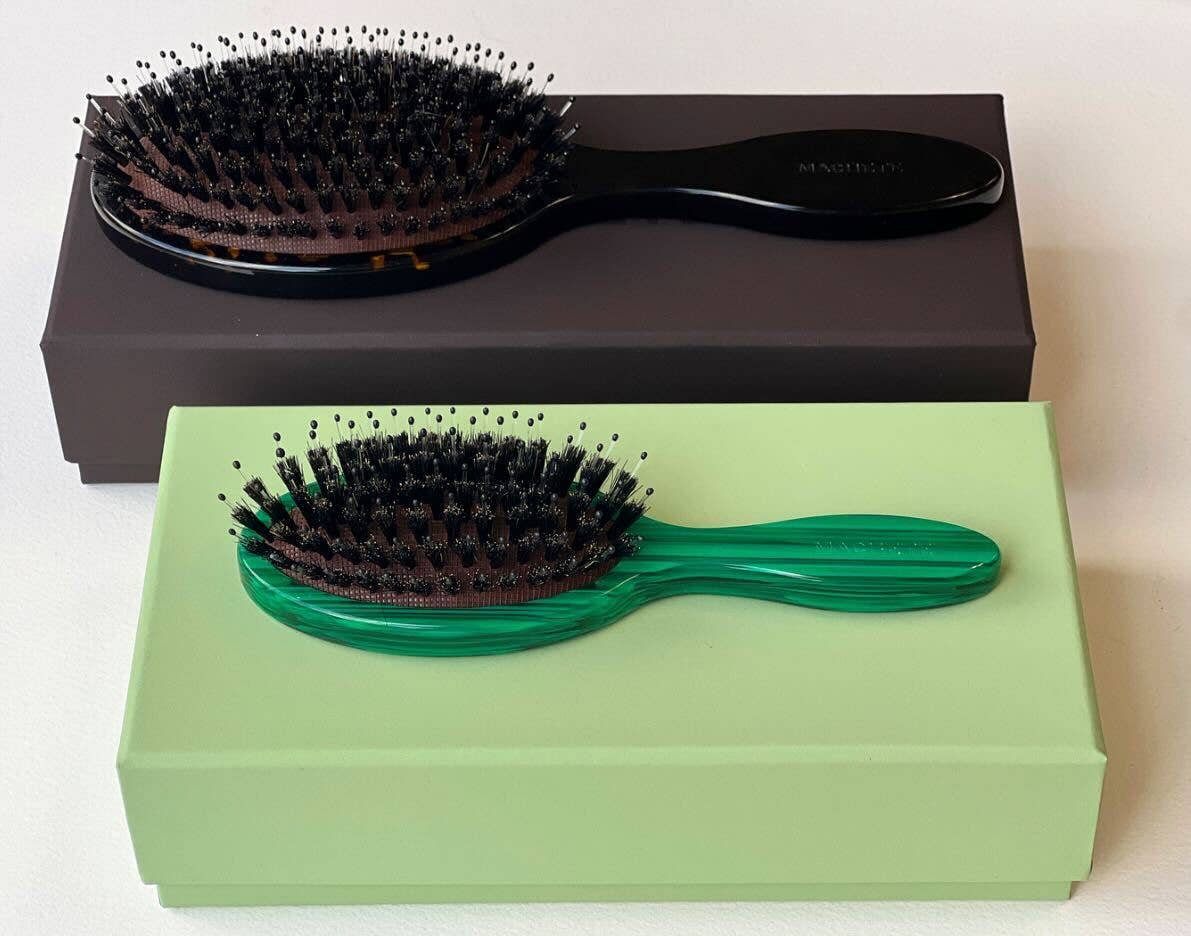 Petite Travel Hair Brush in Malachite