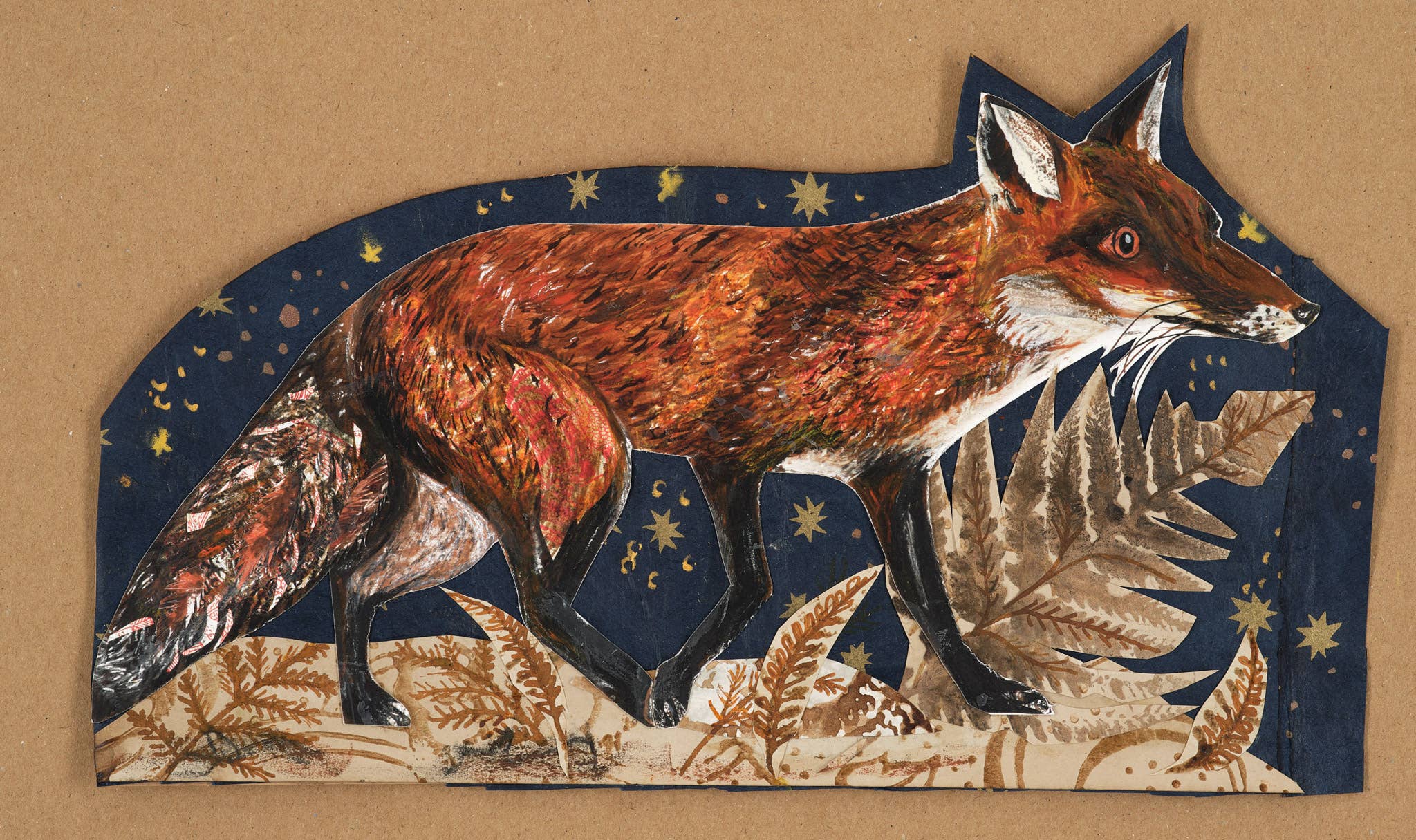 Night Fox die cut blank greeting card