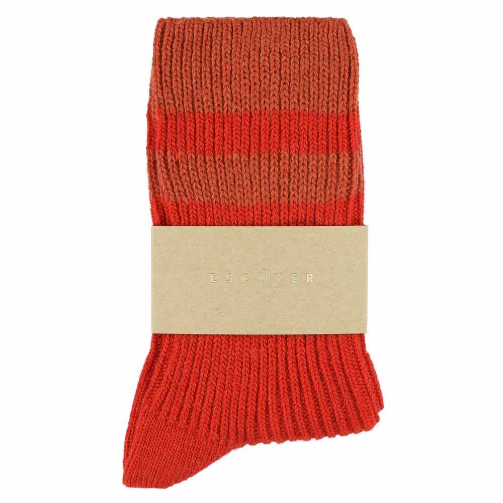 Women Cashmere Stripes Socks - Strong Orange / Orange