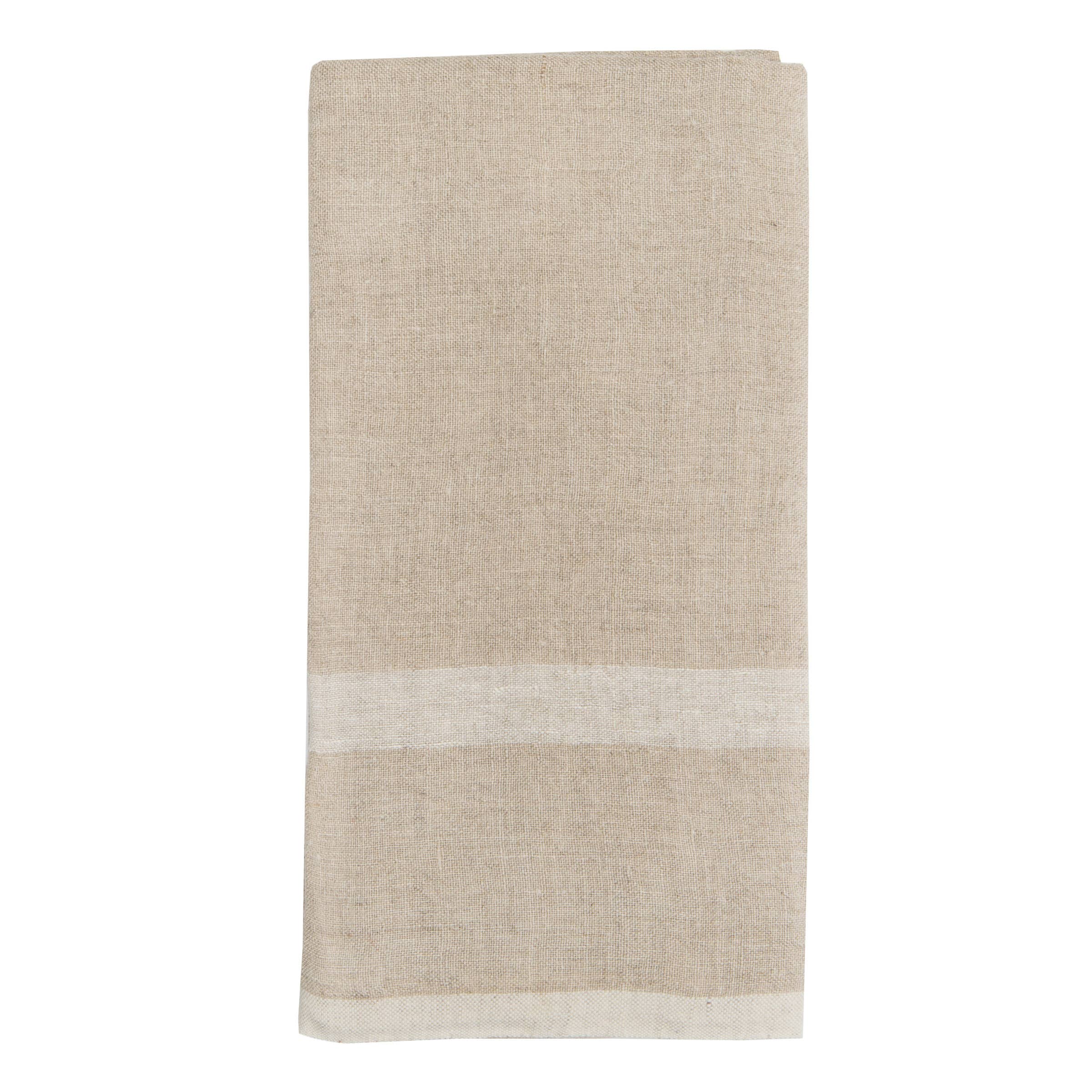 Laundered Linen Natural/White Towel 20x30