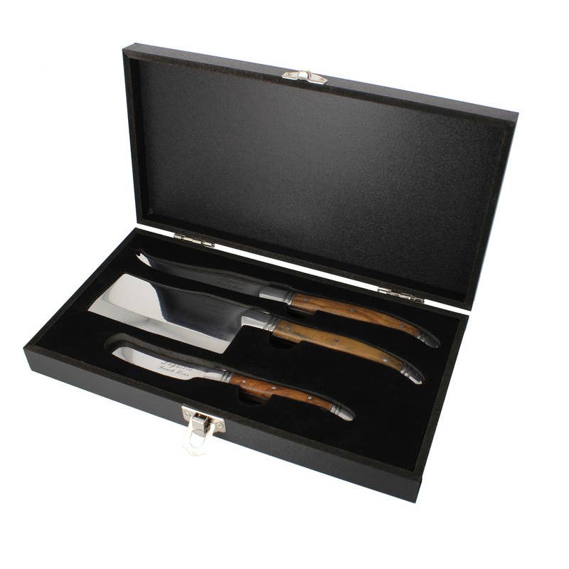 Laguiole Connoisseur Olive Wood Cheese Knife Set, 3pc