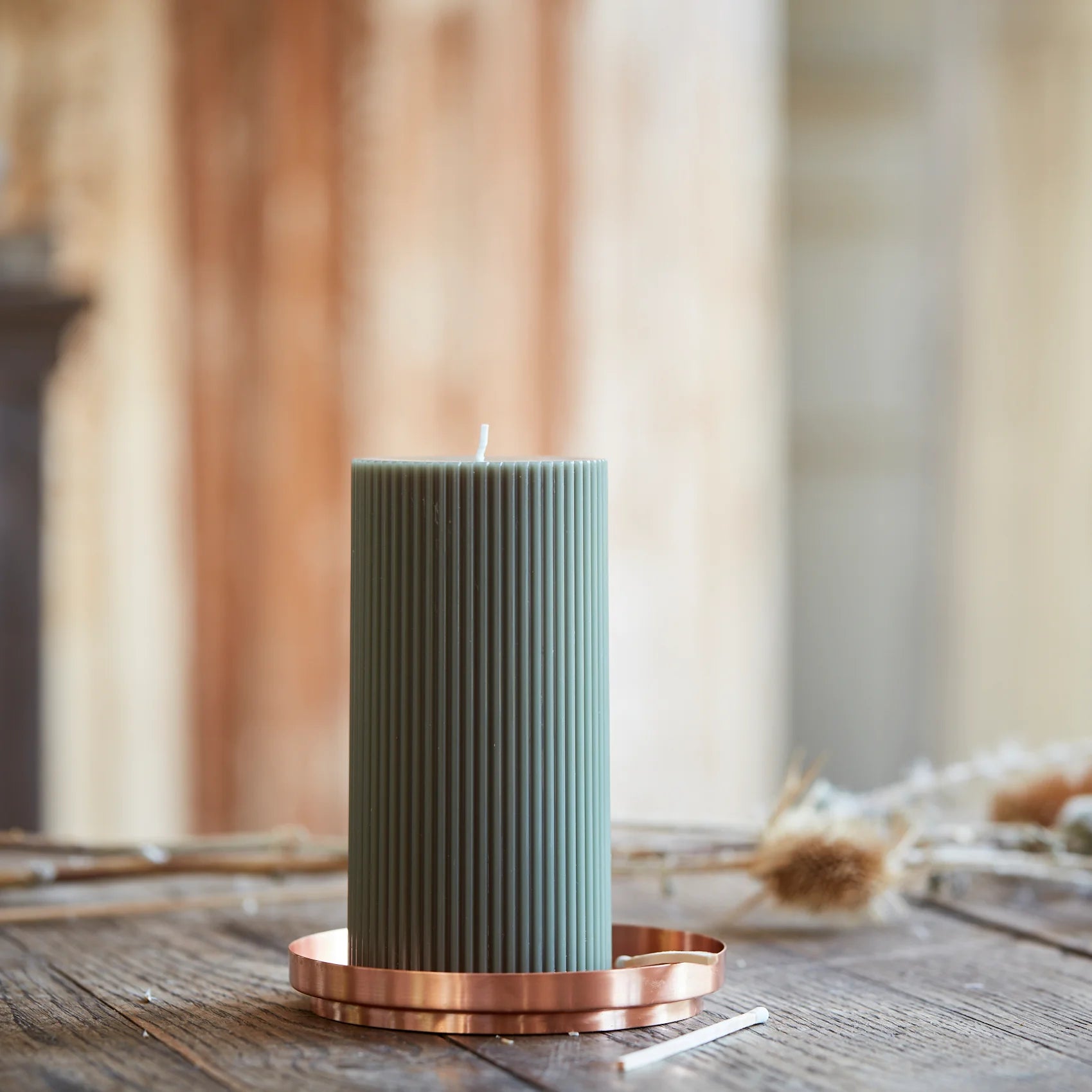 Fancy Ribbed Pillar Candle