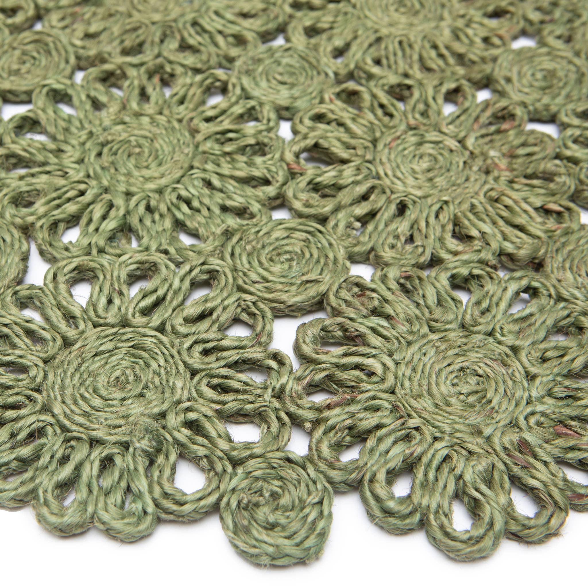 Daisy Jute Placemat | Green | 15" Round | Set of 4